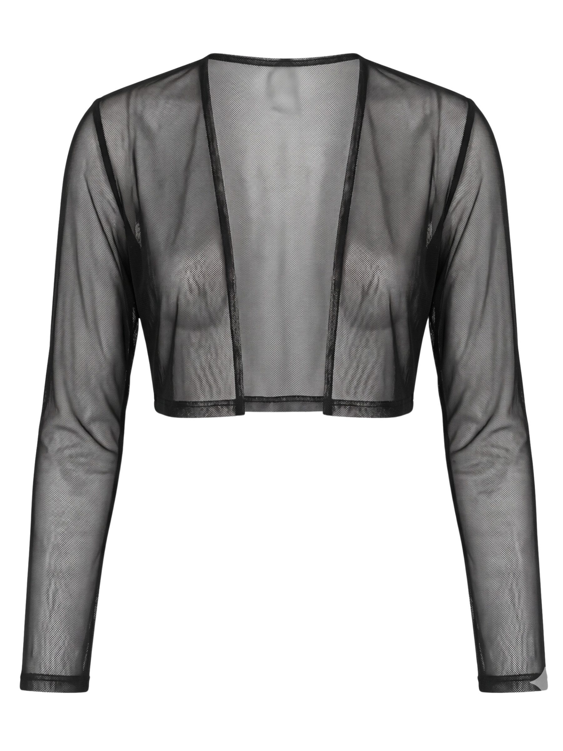 Elegant Love Bolero Transparenter Mesh-Bolero – Kurz geschnittener Langarm-Shrug Elegante Netz-Kurzjacke – Cropped-Bolero für Abendkleider