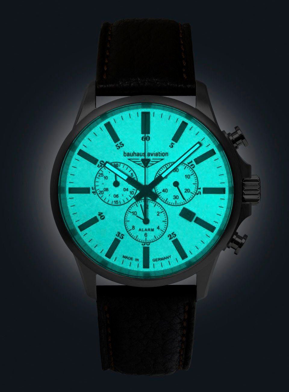 bauhaus Chronograph bauhaus aviation 2880-5, Armbanduhr, Quarzuhr, Herrenuhr, Datum, Saphirglas, Made in Germany