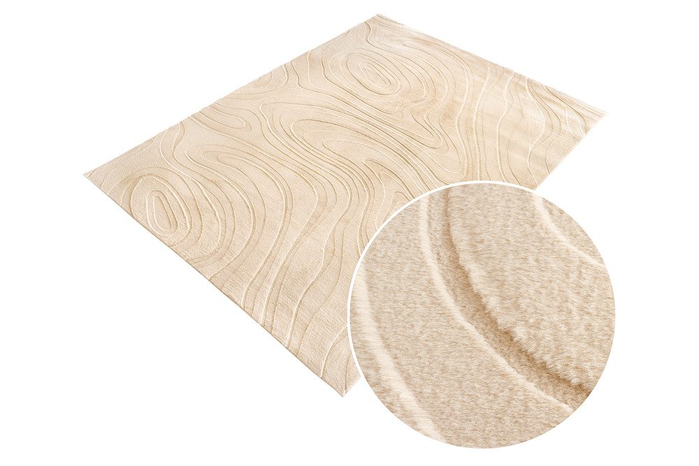 riess-ambiente Designteppich DESERT DUNE 230x160cm beige - 3D-Oberfläche, Hoch-Tief-Effekt, weich, rechteckig, Höhe: 25 mm, strukturiert & für Fußbodenheizungen – ideal für Wohn- & Schlafzimmer