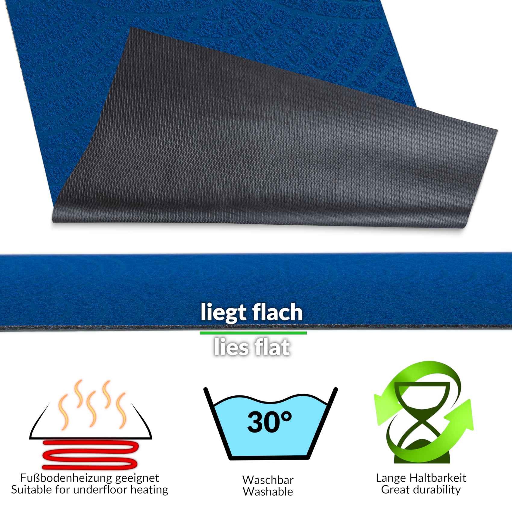 ANRO Küchenläufer Teppichläufer DAVIS Velours Läufer, Eckig, Höhe: 3 mm, Velour