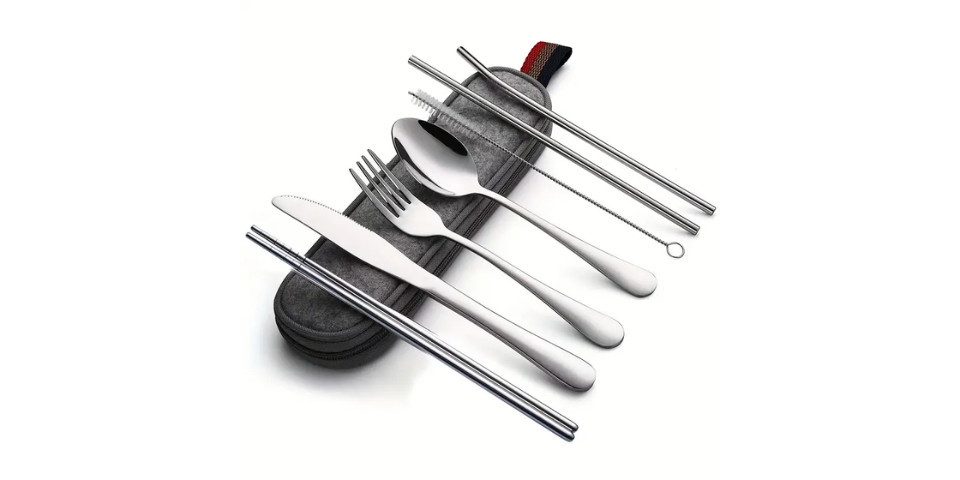Faizee Möbel Besteck-Set Besteckset 8-tlg Reise Set Camping Besteckset vier Farben (8-tlg), Edelstahl
