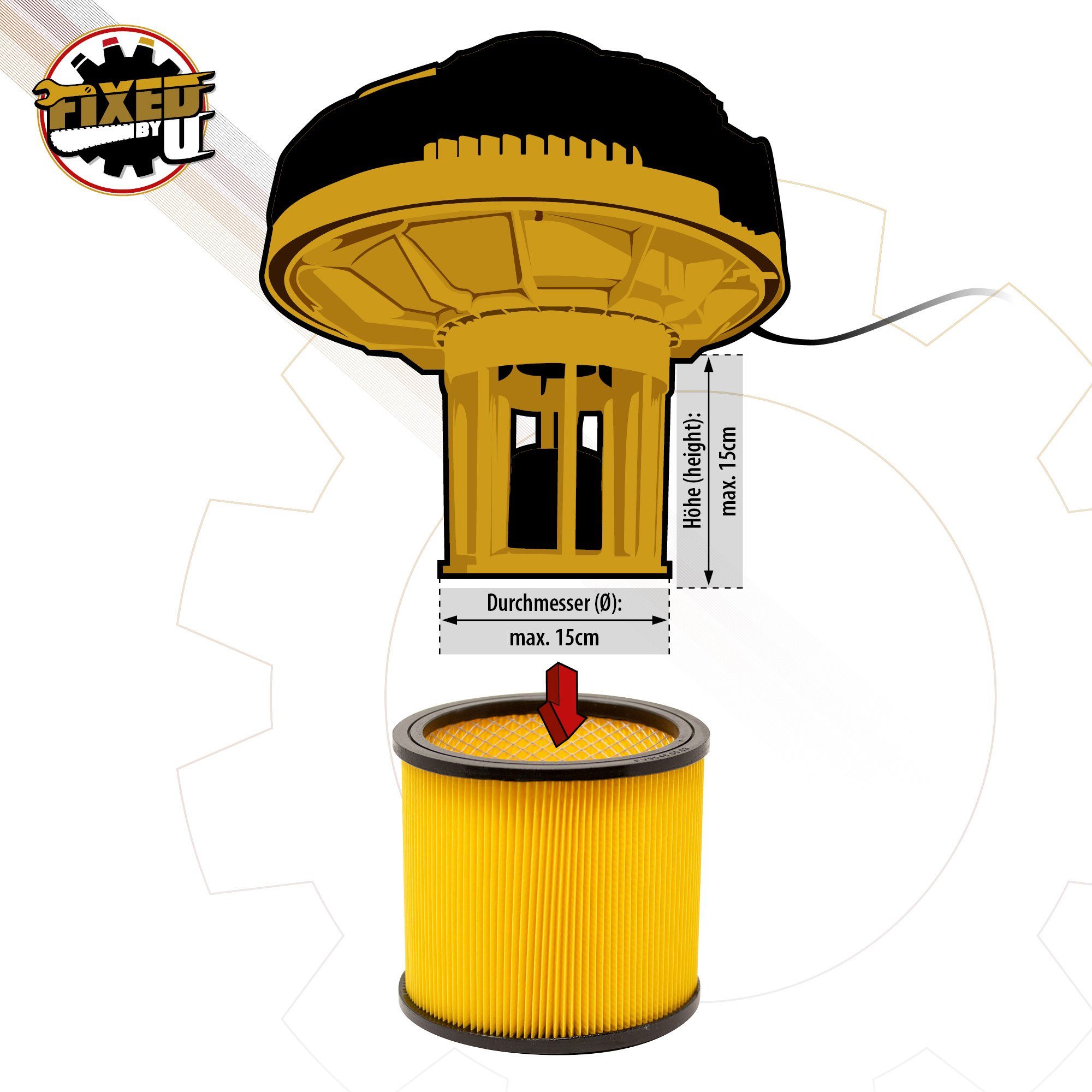 FixedByU Motorschutzfilter geeignet für LIDL Parkside PNTS 1400 C1, PNTS 1400 D1, PNTS 1400 E2, Zubehör für Parkside Nass Trockensauger PNTS 1400 C1, PNTS 1400 D1, PNTS 1400 E2