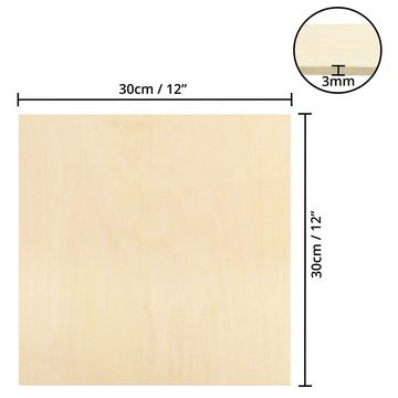 Belle Vous Streudeko 3mm Sperrholzplatten - 20er Pack, 30x30cm, 3mm Plywood Sheets - 20 Pack, 30x30cm