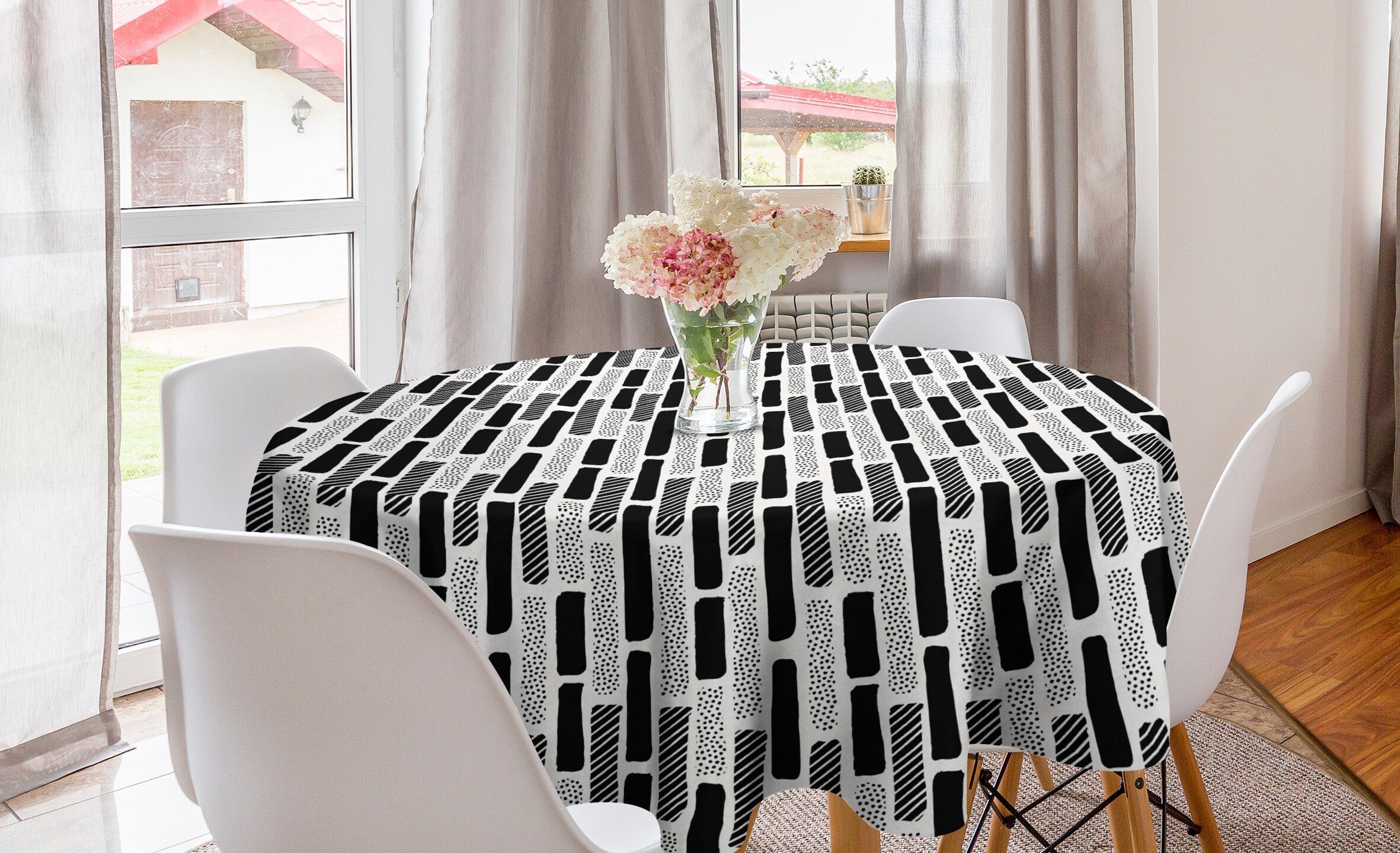 Abakuhaus Tischdecke Kreis Tischdecke Abdeckung für Esszimmer Küche Dekoration, Abstrakt Pinsel Mark Effect Stripes