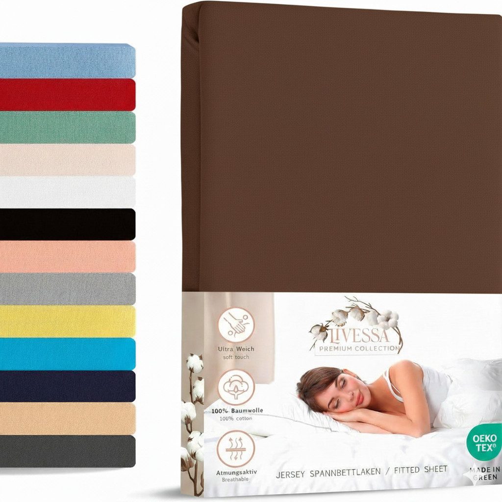 livessa Spannbettlaken Jersey Spannbettlaken 100% Baumwolle – Atmungsaktiv günstig online kaufen