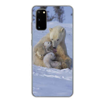 MuchoWow Handyhülle Eisbären - Schnee - Weiß, Phone Case, Handyhülle Samsung Galaxy S20, Silikon, Schutzhülle