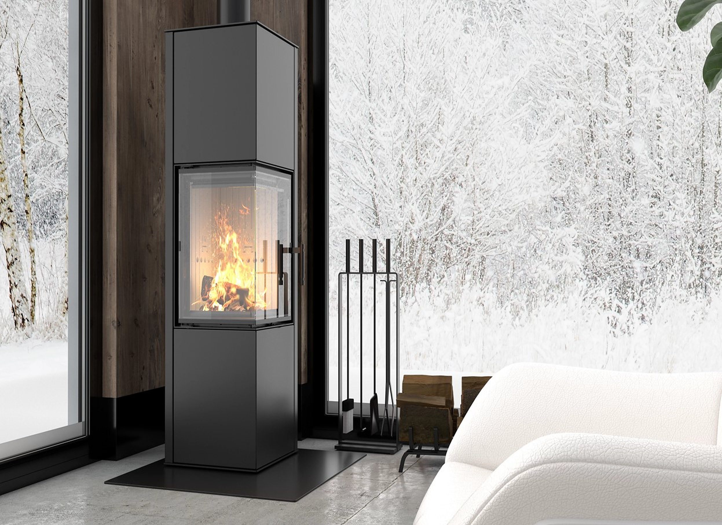 Hitze Kaminofen Hitze Siga Kamin, Eckkamin A+ BA1-BImSCH V 2, Türgriff rechts