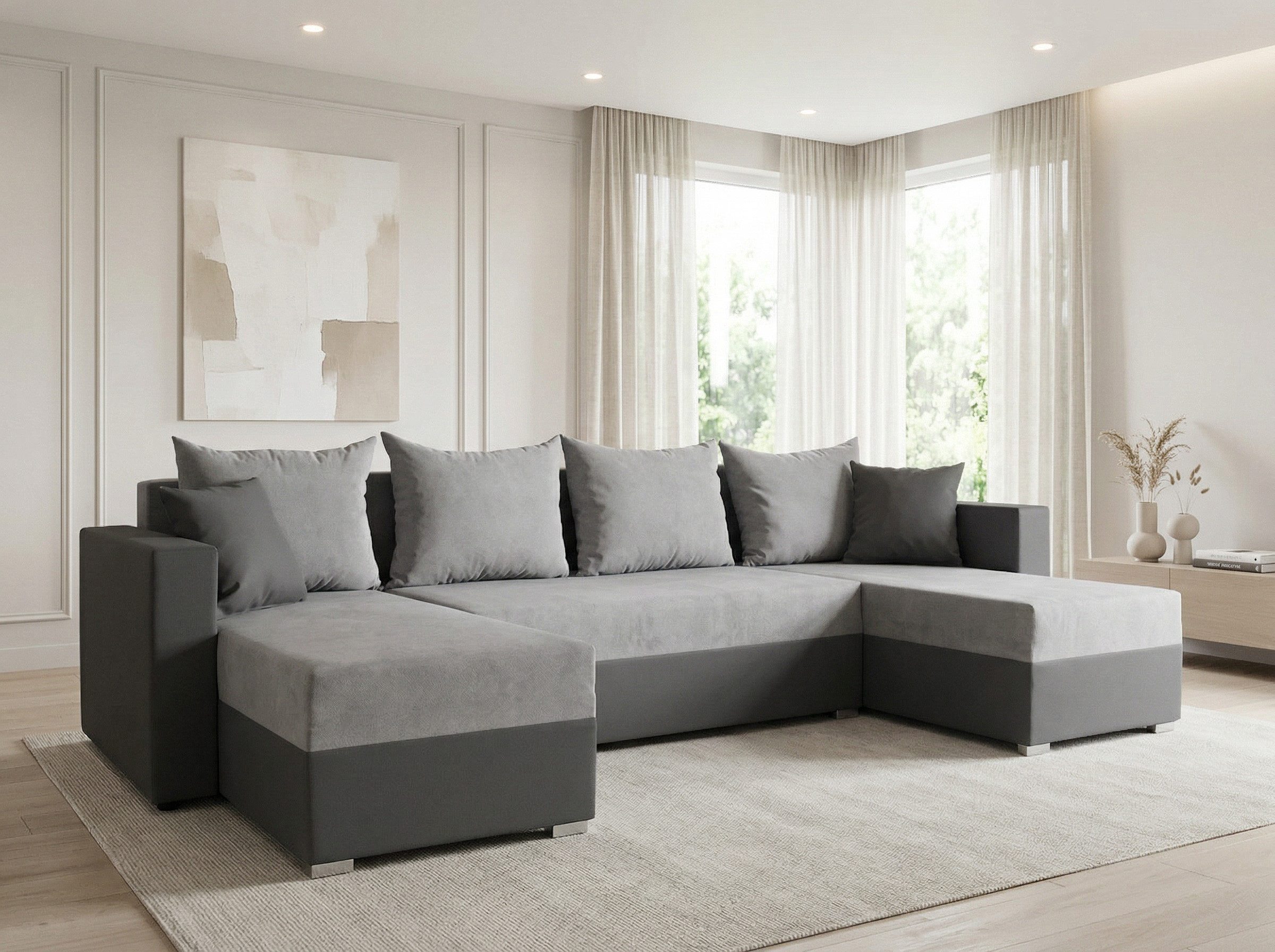 Sofnet Wohnlandschaft Beno, mit Schlaffunktion und Bettkasten, Ecksofa, U-Form Couch, Schlafsofa