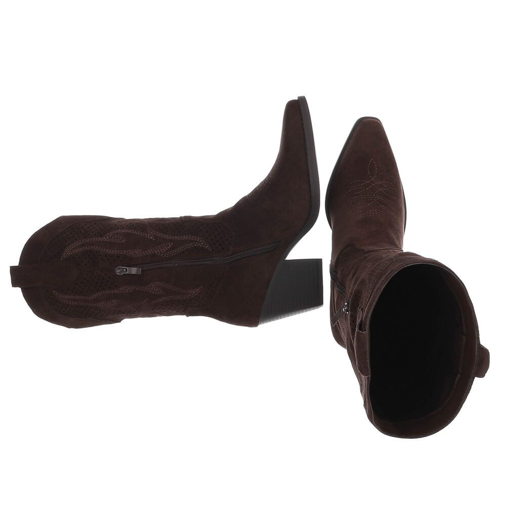 Ital-Design Damen Cowboyboots Western Westernstiefel (91742757) Blockabsatz Stiefel in Braun