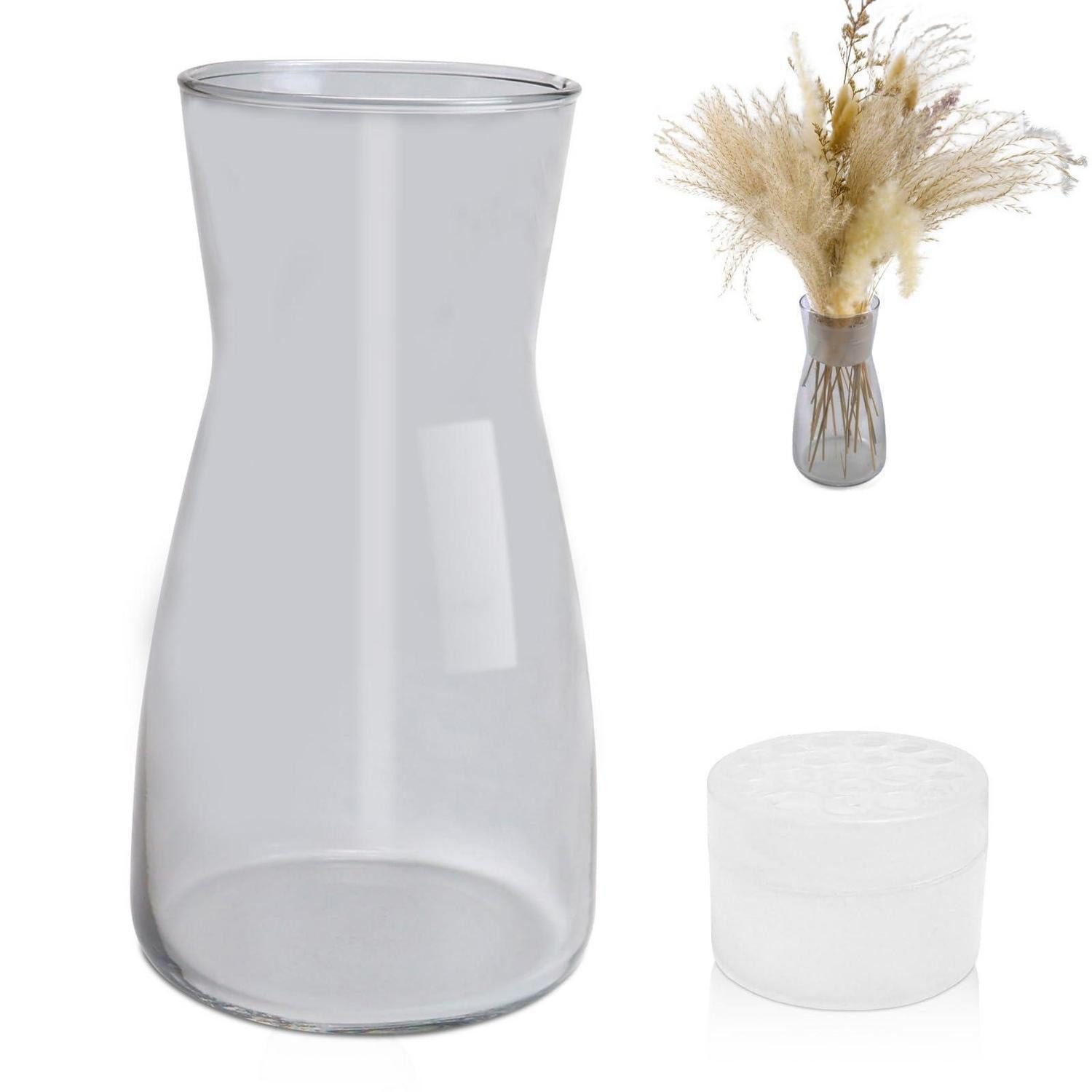 LuxusKollektion Dekovase Glasvase Deko Rauchgrau 20cm Becherform