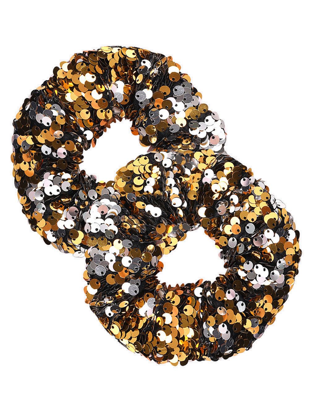 axy Haargummi Pailletten Резинки для волос Set Mädchen Damen Meerjungfrau, Doppelpack, 2-Teiliges Резинки для волос Set, elastisch glitzernd Zopfgummi Haarteil Haarband Zopfhalter