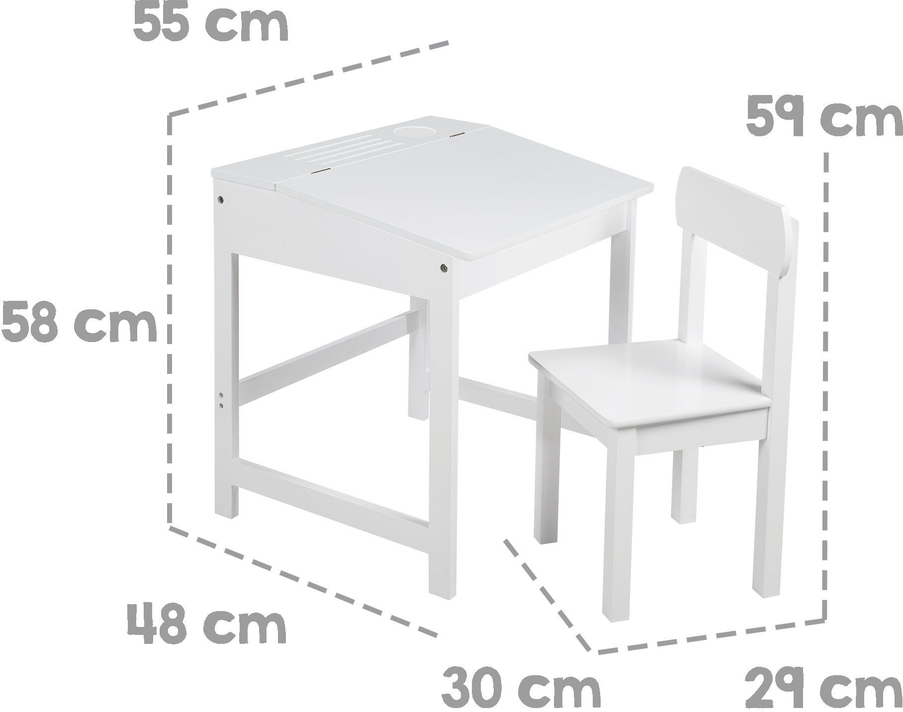 Stuhl roba® weiß, Kinderschreibtisch Schulpult, inkluisve