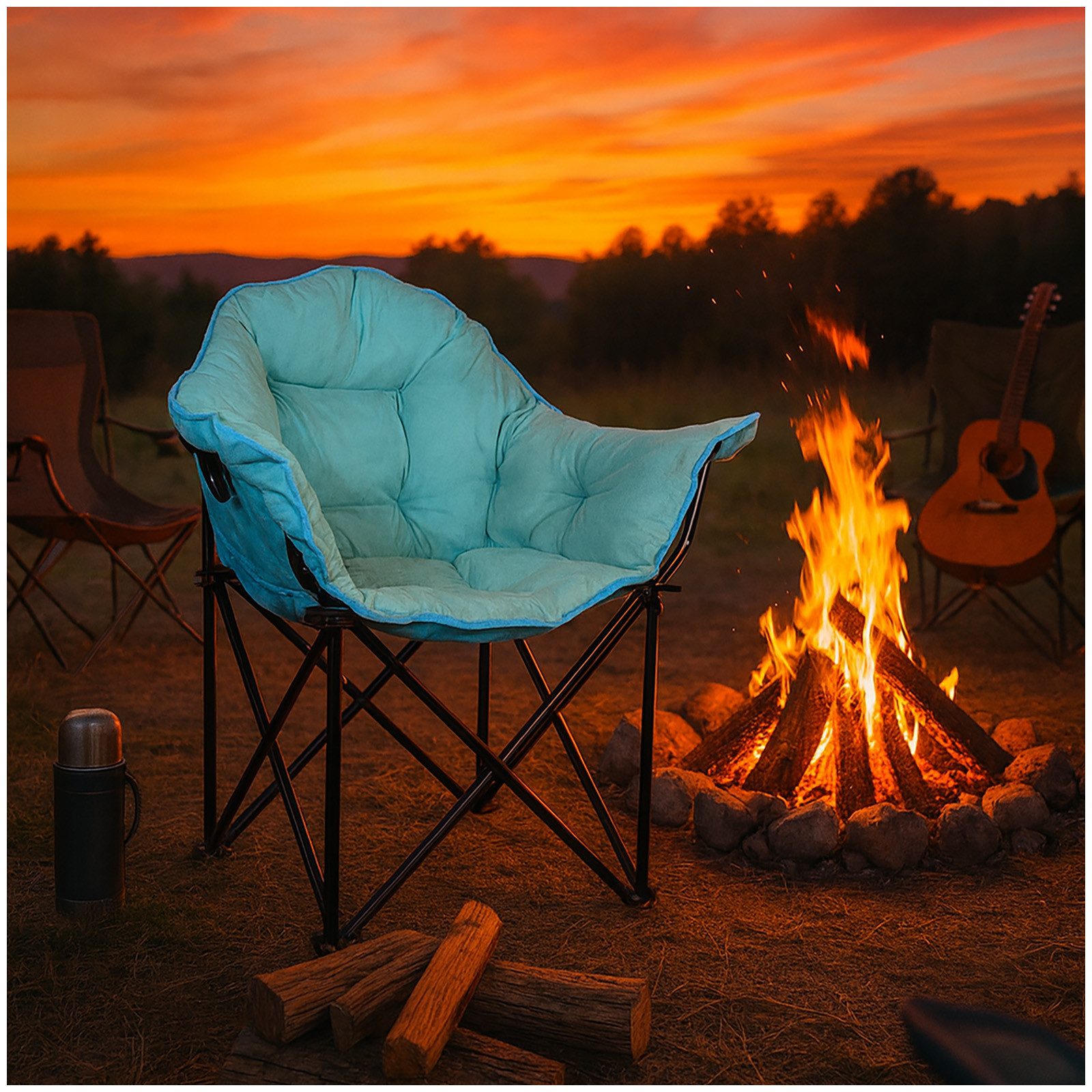 HTI-Living Klappstuhl Klappbarer Komfortsessel mit weichem Velvet Bezug (Stück), Campingstuhl