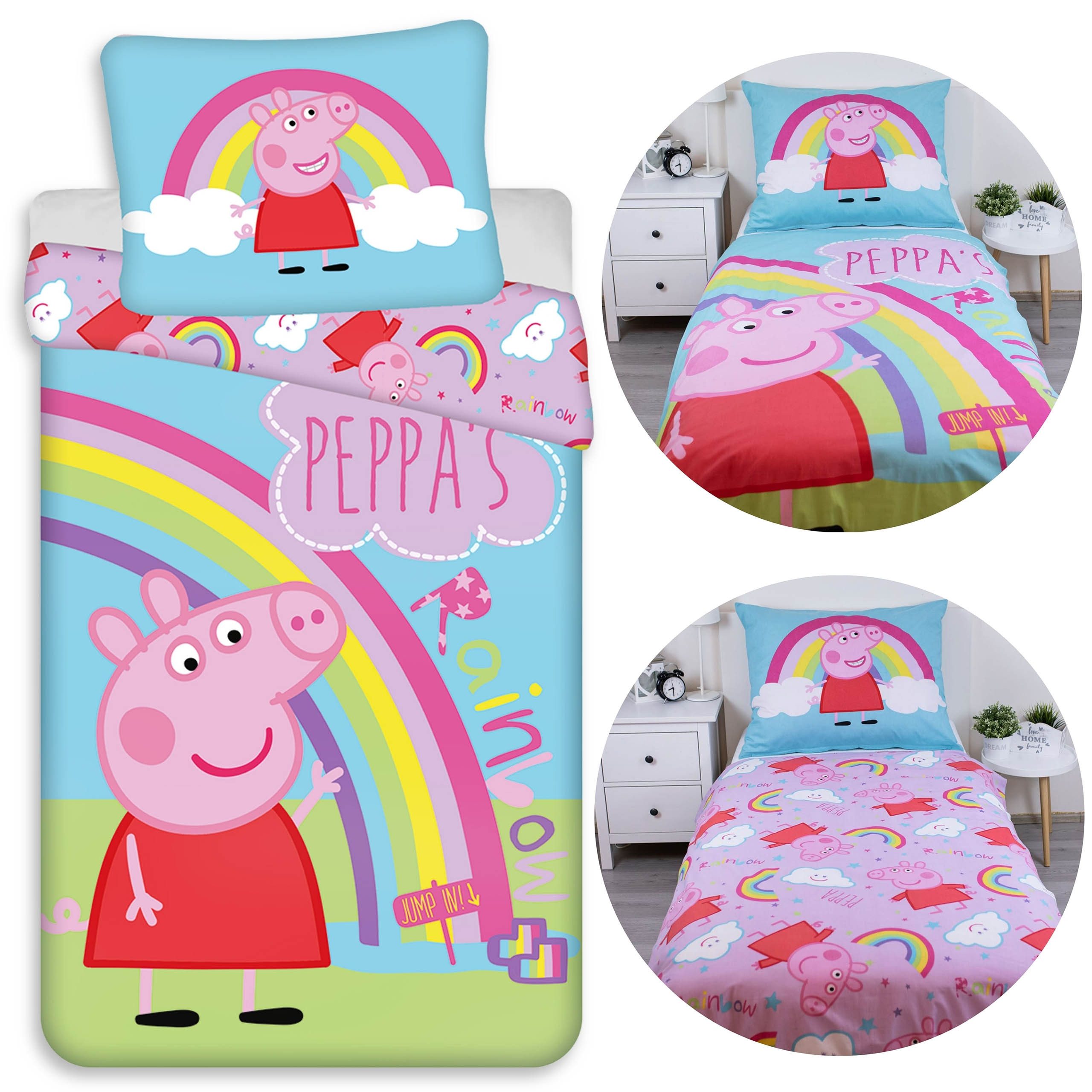 Kinderbettwäsche Peppa Wutz Bettwäsche 100 % Baumwolle, 140 x 200 cm + 70 x 90 cm
