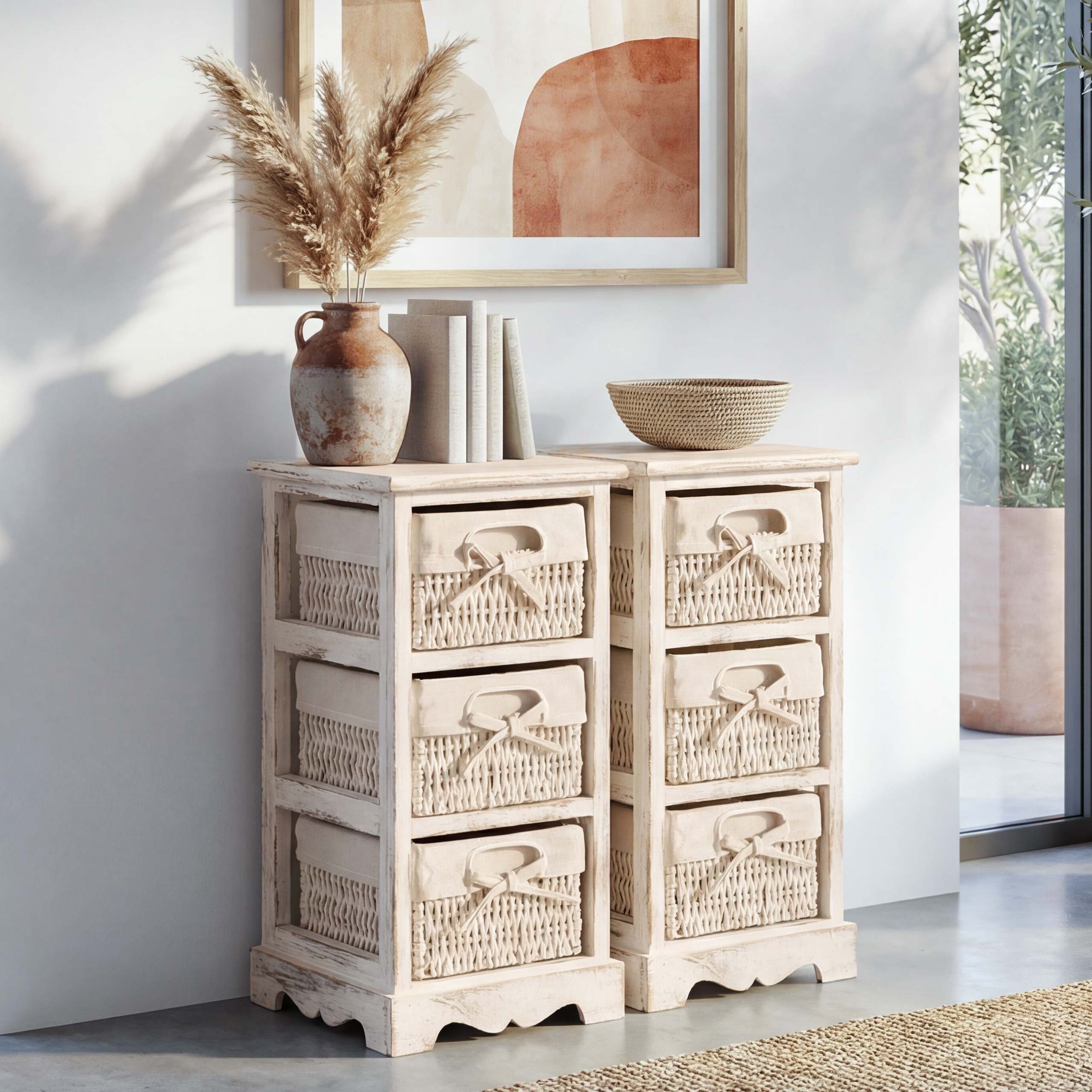 MCW Kommode 2xRegal-K (2er), 2er-Set, 3x geräumige Maiskorbschubladen, viel Stauraum, stabile Körbe