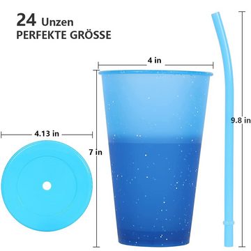 iceagle Becher Wiederverwendbare Trinkbecher, 5 Farbewechsel Trinkbecher, 700ML