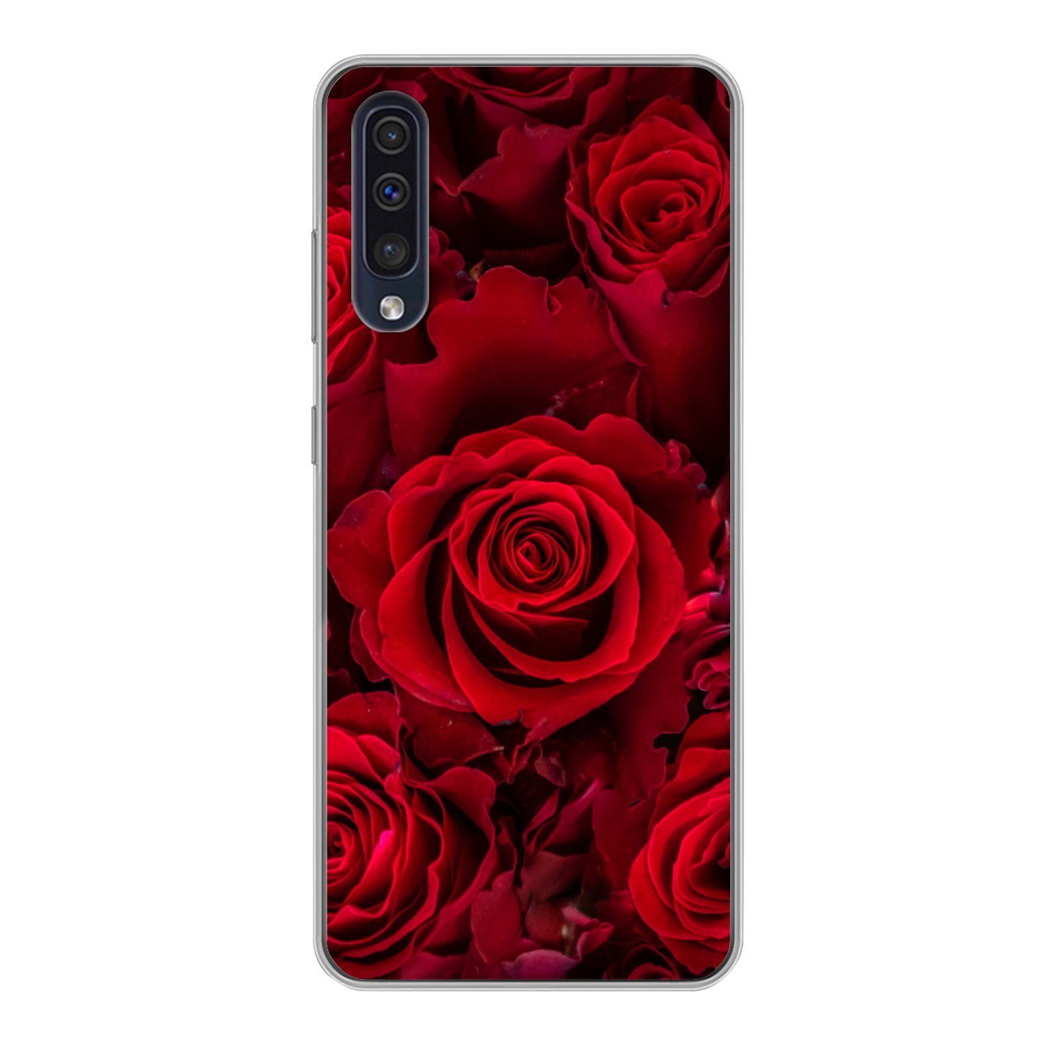 MuchoWow Handyhülle für Samsung Galaxy A30s Blumen - Rosen - Rot, Smartphone-Bumper, Print, Handy Schutzhülle Dünn