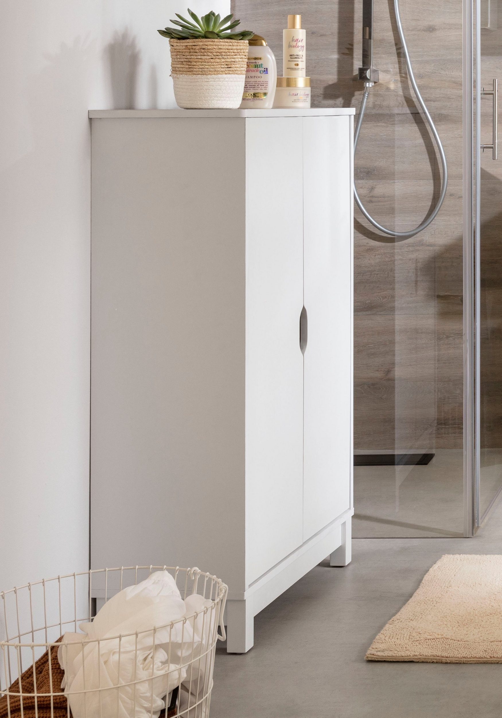 cm Höhe Badezimmer Schrank, Pinea weiß loft24 2 (2-St) Türen, 100 Unterschrank FSC®-zertifiziert,