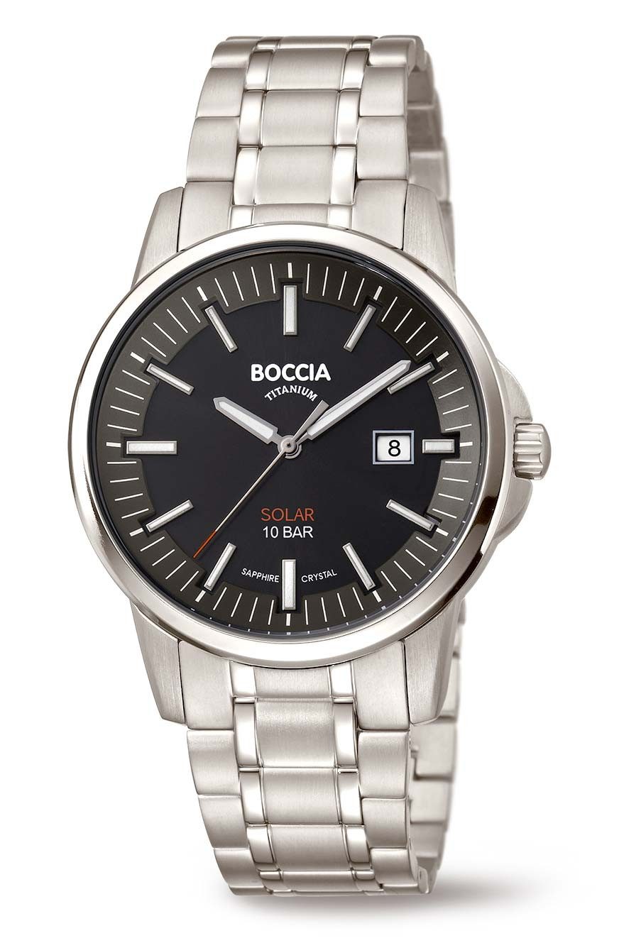 Boccia Quarzuhr, 12-Stunden-Zifferblatt, Datumsanzeige, Leuchtindizes, Leuchtzeiger
