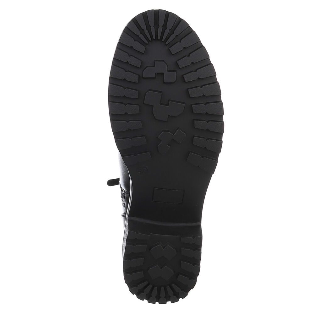 Ital-Design Damen Freizeit Stiefelette (88489436) Blockabsatz Flache Stiefeletten in Schwarz