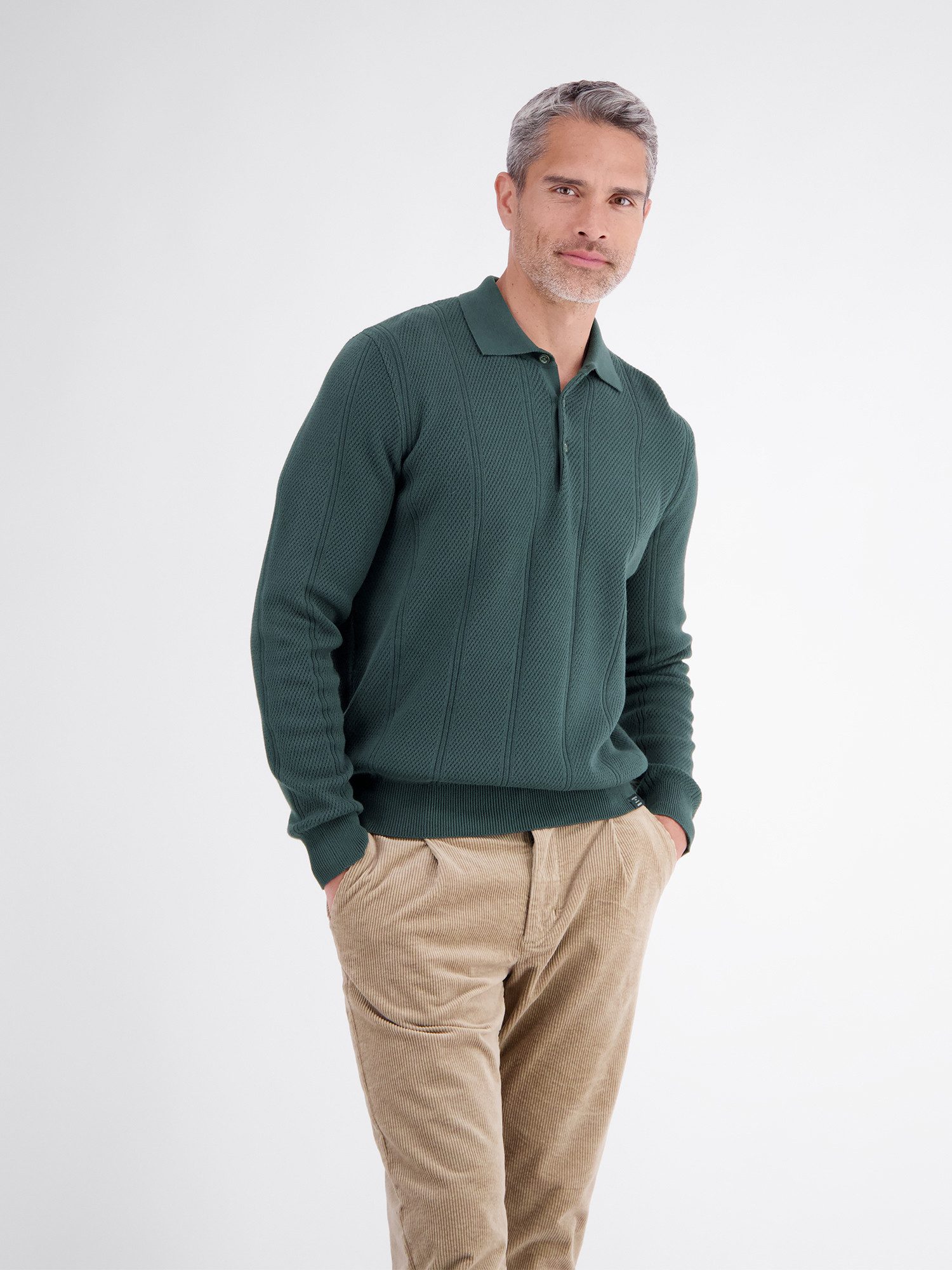 LERROS Langarm-Poloshirt Elegantes Langarmpolo mit raffinierten Vertikalstreifen