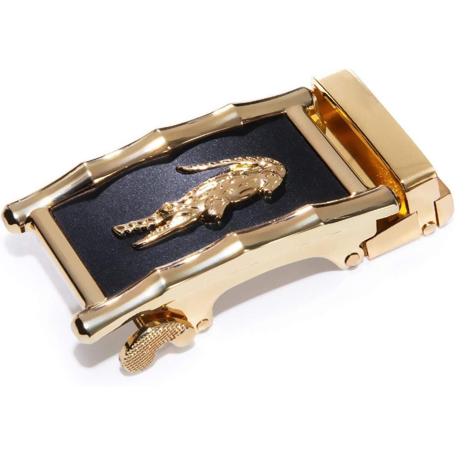 LuxusKollektion Ledergürtel Gürtel Herren Ratschen Goldenes Krokodil 130 cm -52 Zoll, einstellbar