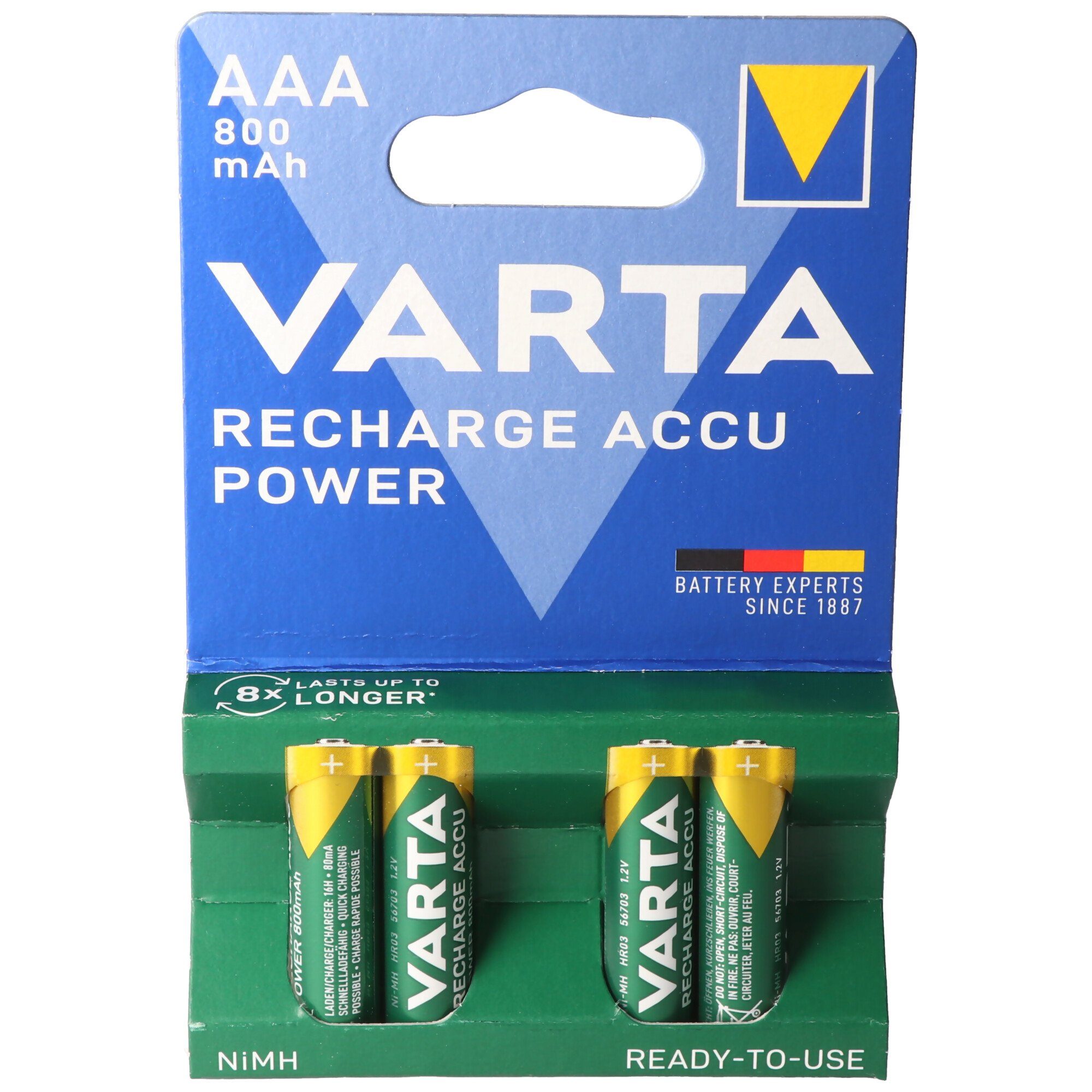 VARTA VARTA Ready2use Akku Micro/AAA 56703 800mAh 4er Pack 4008496550616 Akku 800 mAh (1,2 V)
