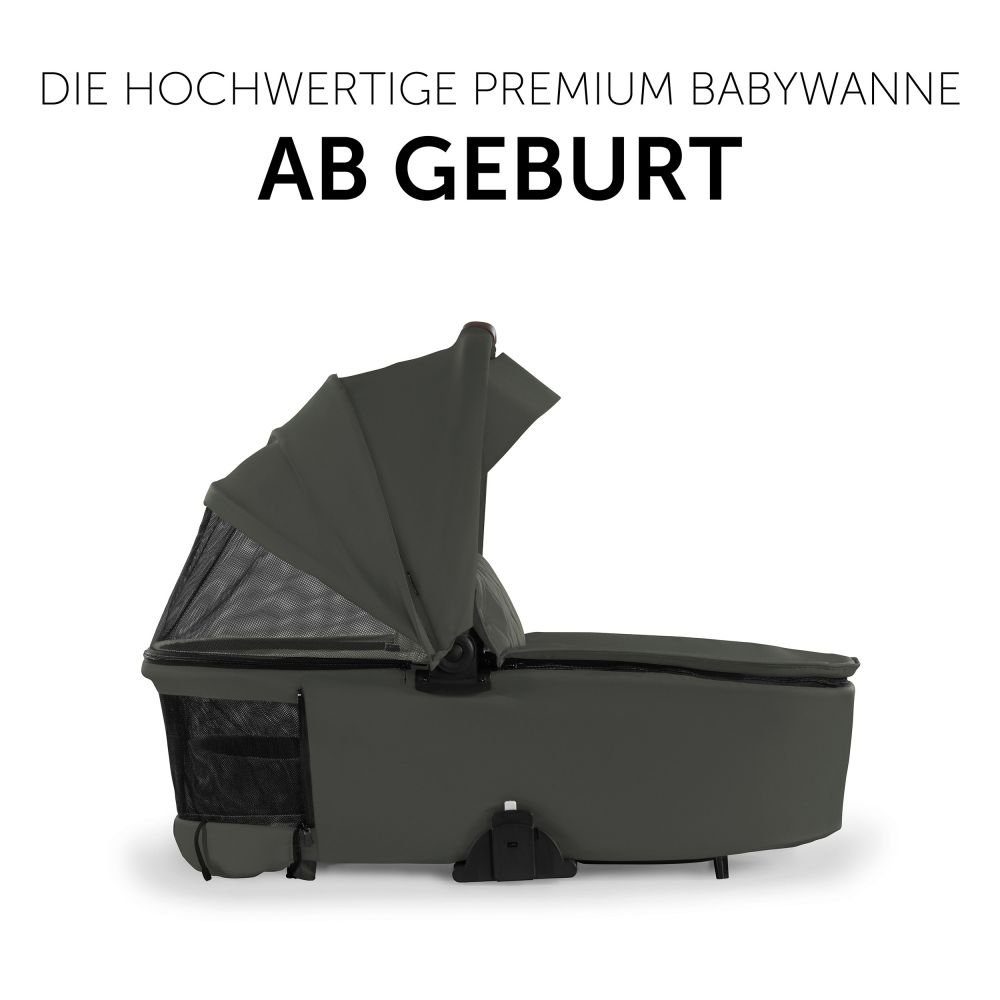 Hauck Kinderwagenaufsatz Walk N Care - Dark Olive, Faltbare Babywanne für Hauck Kinderwagen Walk N Care