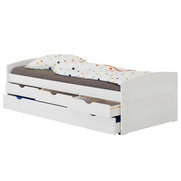 IDIMEX Funktionsbett JESSY, Bett mit Stauraum JESSY Jugendbett, Bett 90x200 cm Kiefer massiv weiß