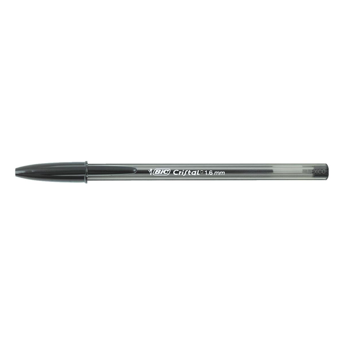 BIC Kugelschreiber (50-tlg), mm Cristal schwarz 0,6 Strichstärke mit Large, Kappe