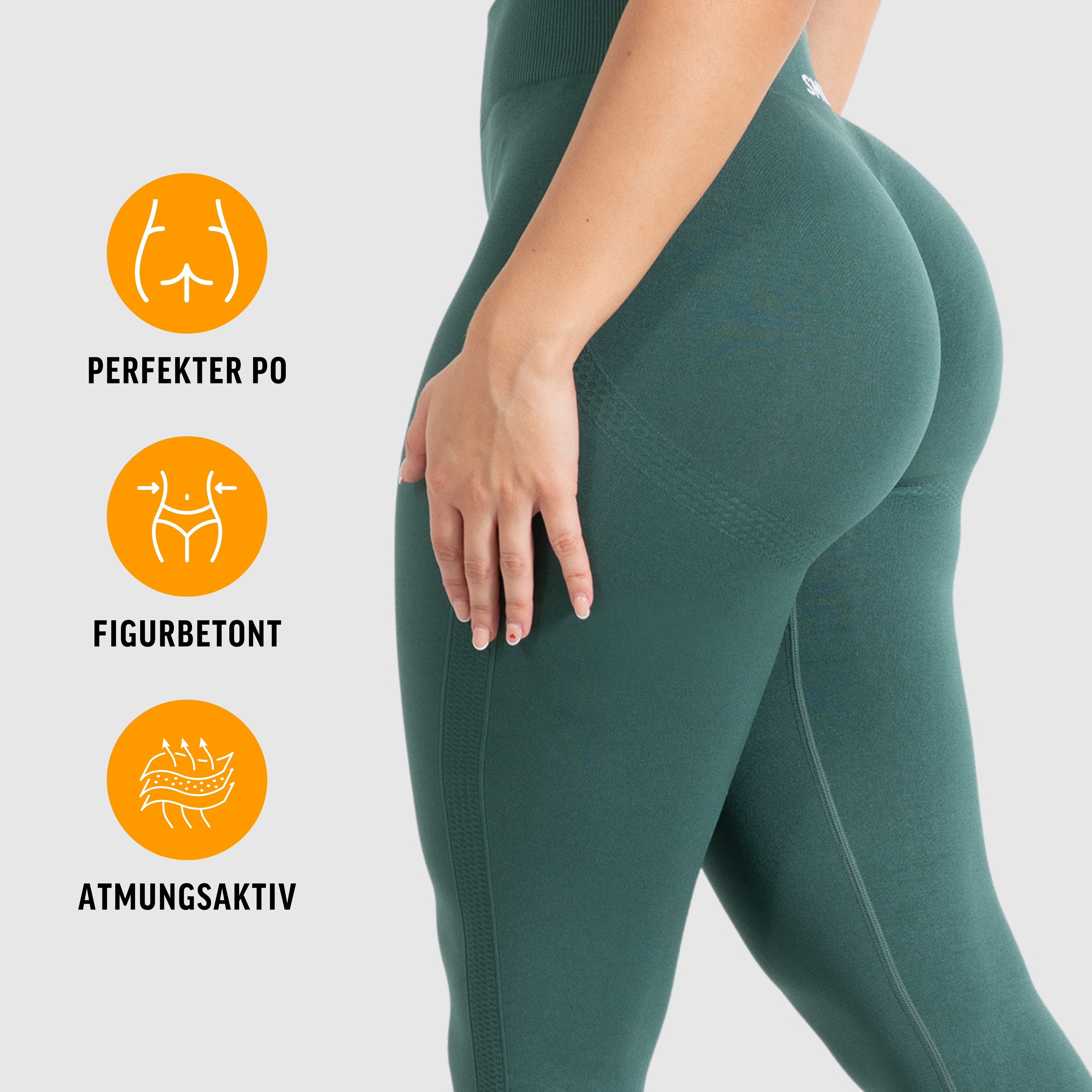 Smilodox Leggings Cetrina, Push Up Scrunch Leggings mit Schriftzug Fitness & Alltag Seamless, High Waist, Scrunch Sporthose, Atmungsaktiv, Blickdicht
