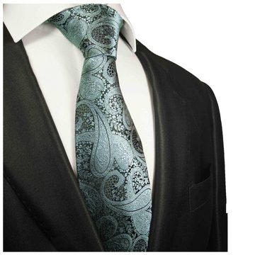 Paul Malone Krawatte Elegante Seidenkrawatte Herren Schlips paisley brokat 100% Seide Schmal (6cm), türkis schwarz 590