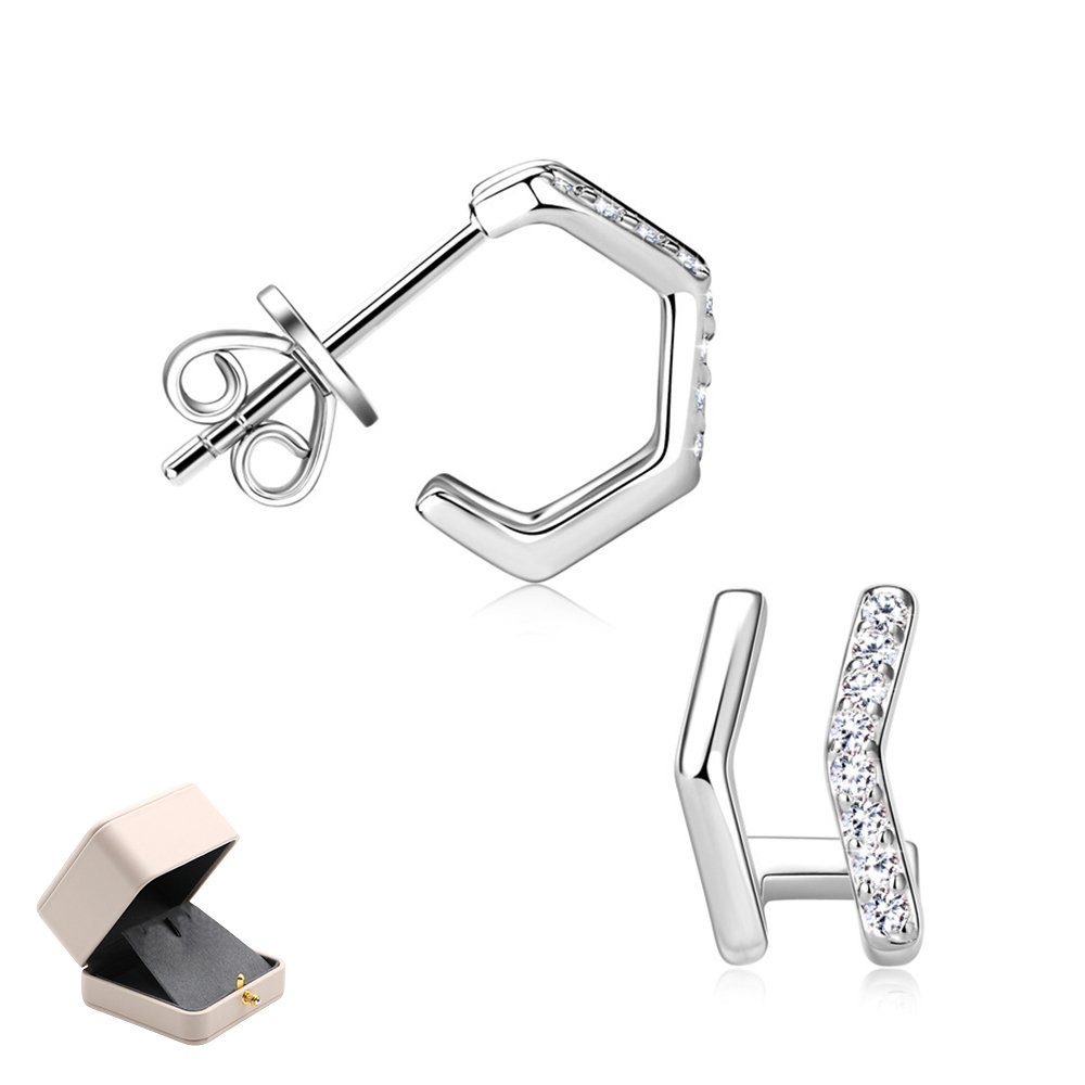 Damen, diamantförmig, Paar Musiknoten-Moissanit-Ohrringe für S925-Silber Ohrstecker Invanter