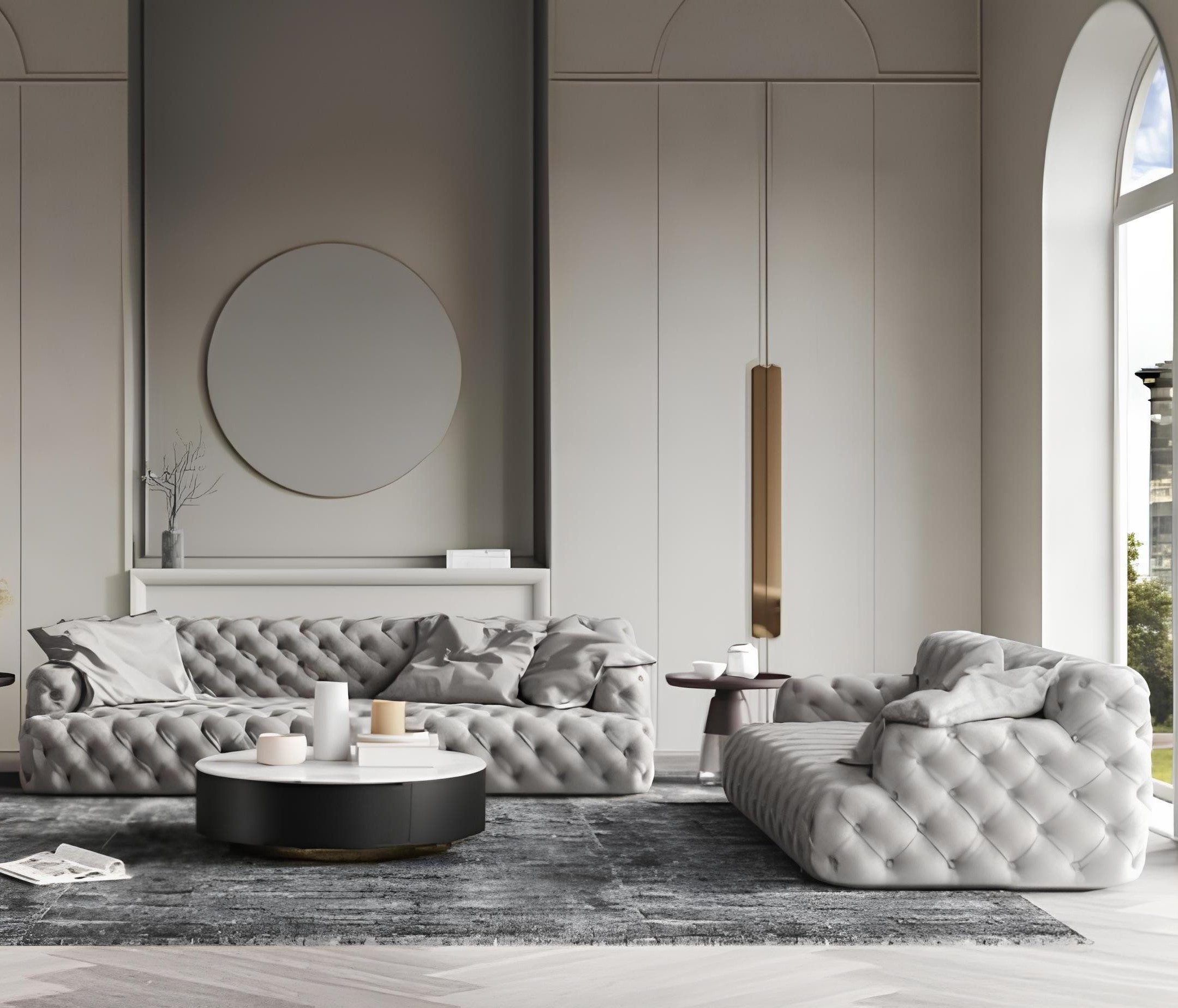 Polstergarnitur Sitzgruppe mit 3-Sitzer und 2-Sitzer Chesterfield-Sofas