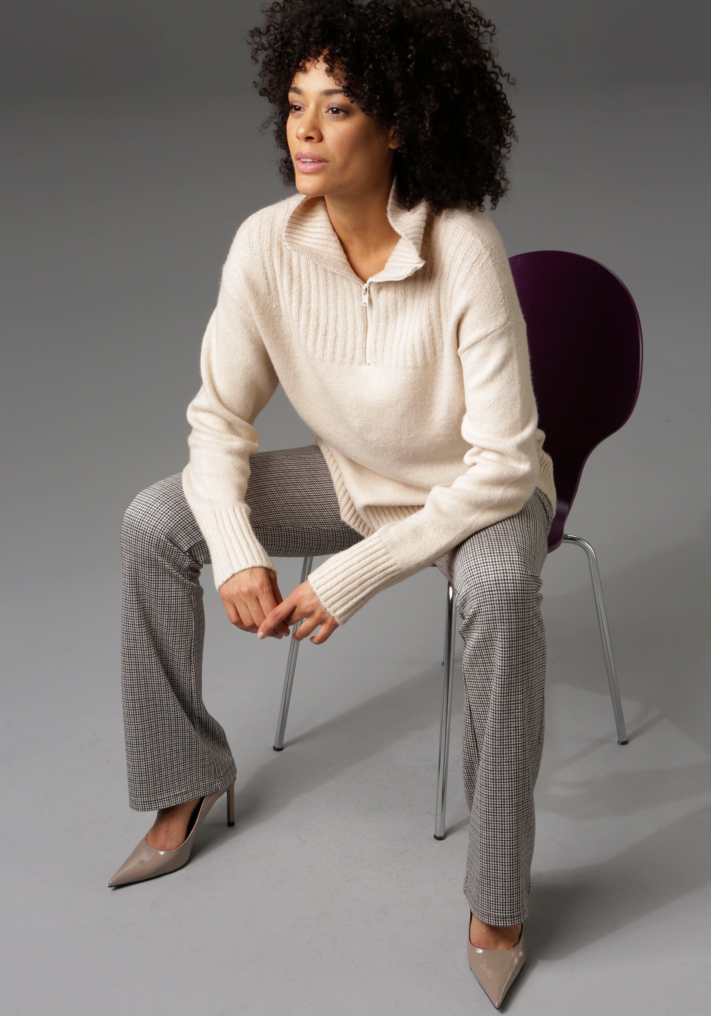 Aniston CASUAL Troyer mit Reißverschluss