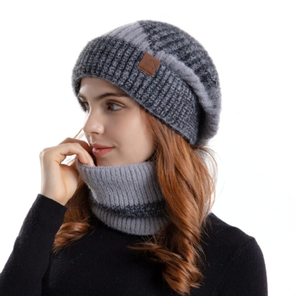 Mütze & Schal Damen-Wintermütze mit Nackenband, 2-teilig