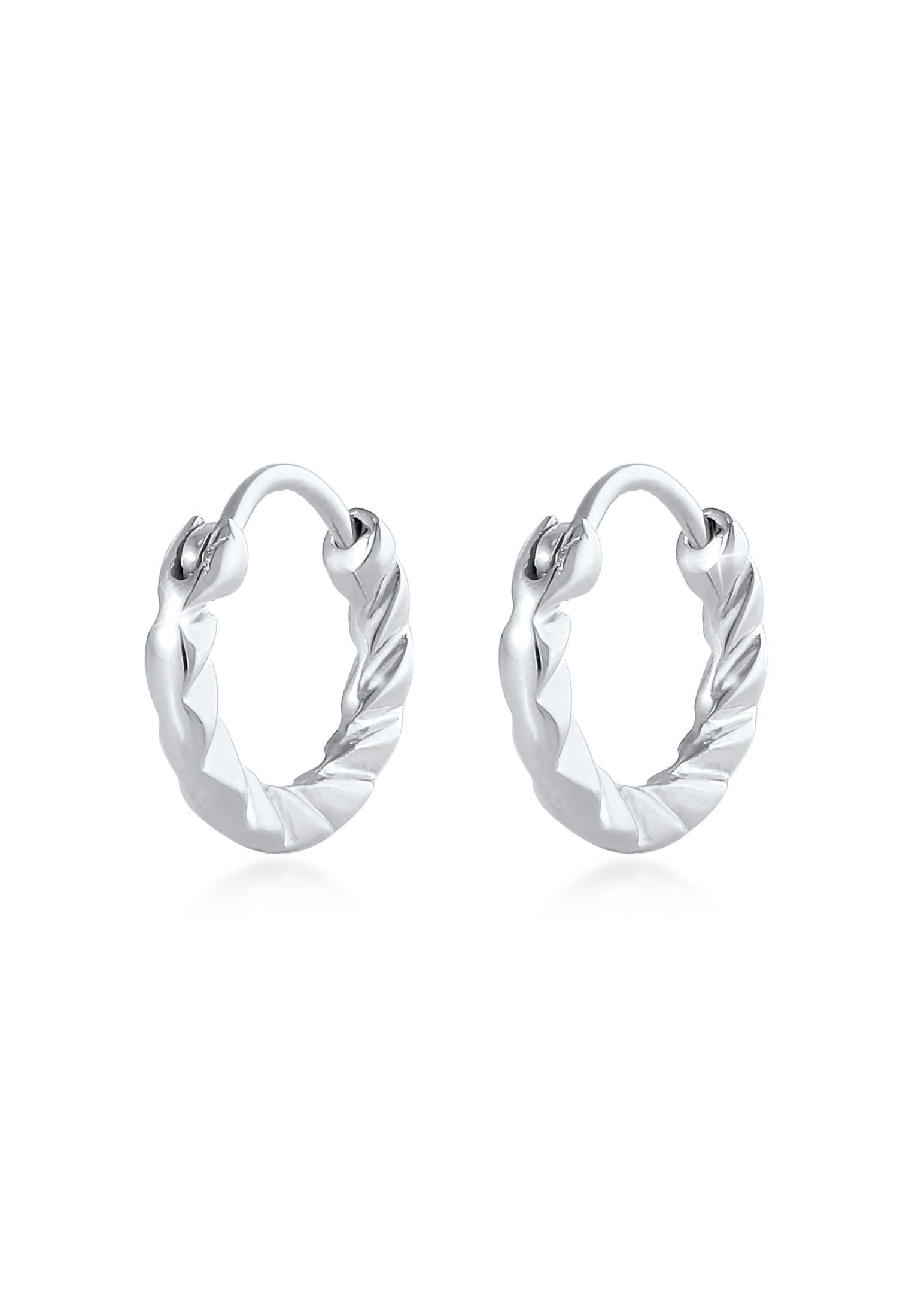 Paar Creolen Mini Creolen Strukturiert Basic 925 Silber