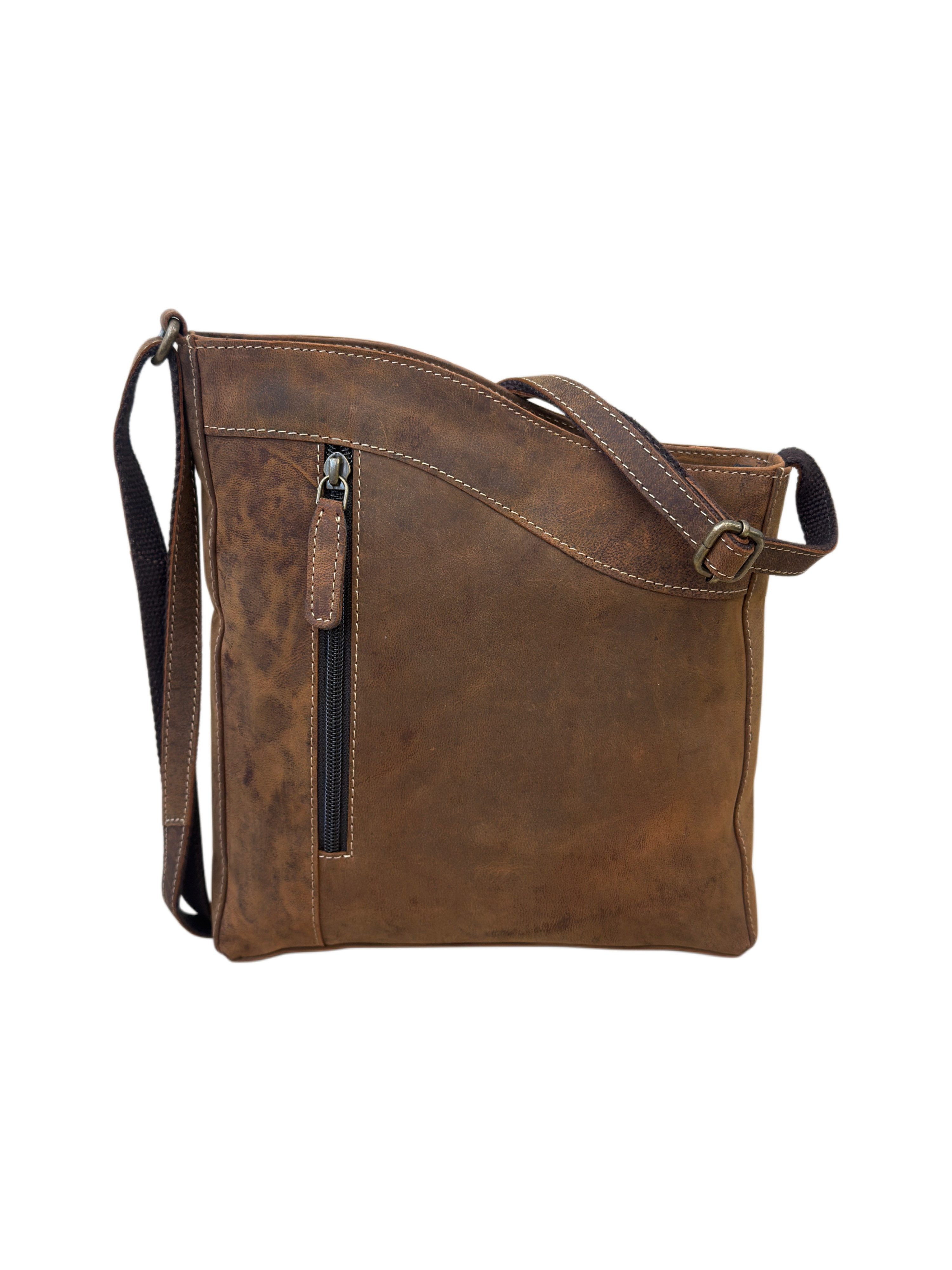Bayern Bag Handtasche B5015, Damen Ziegenleder Umhängetasche–Stilvoller Vintage-Look für jeden Tag