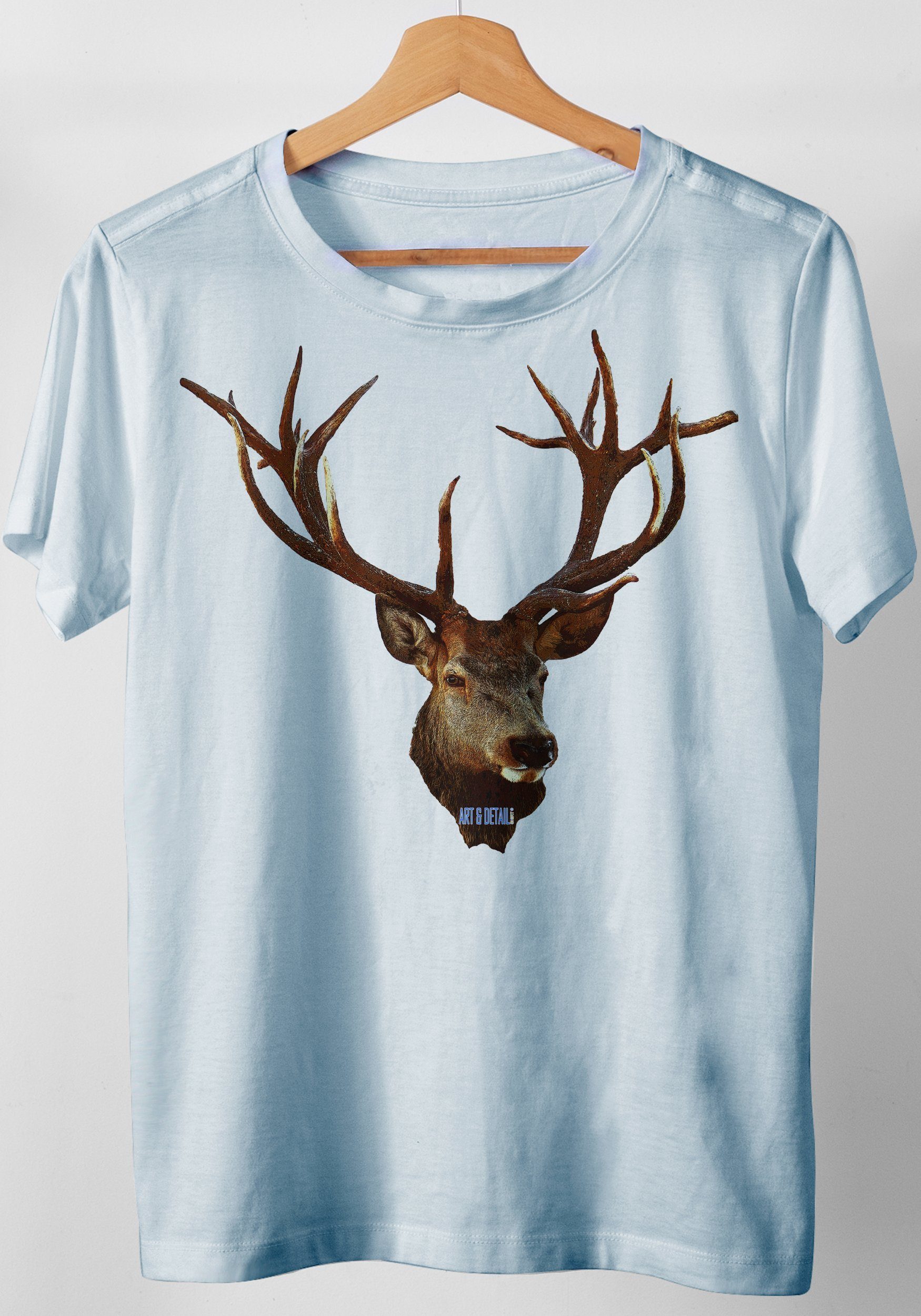 Jagd Shirt Aufsicht T-Shirt & zur Detail Tracht und Geschenk Revier Hirsch Art Weiß