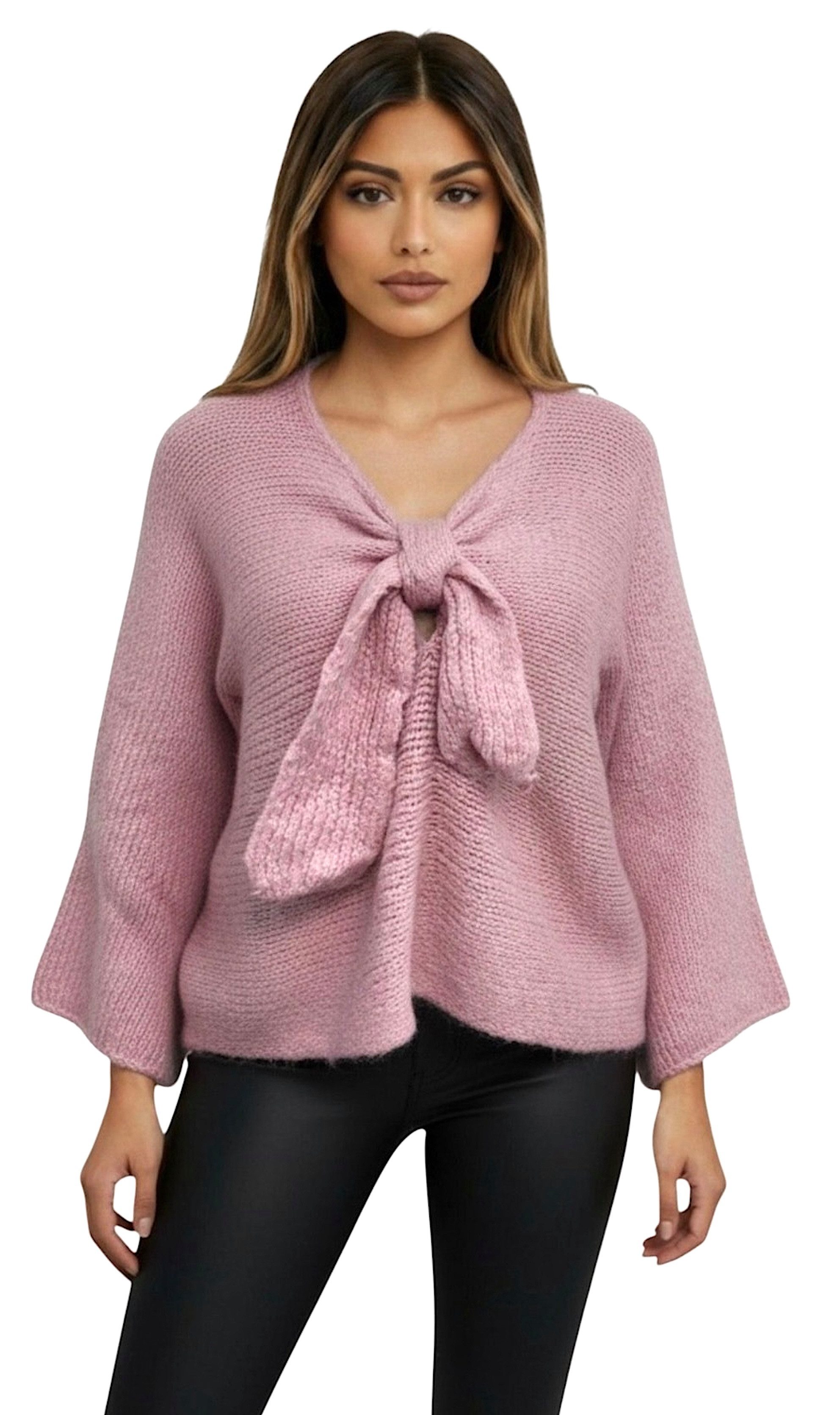 Worldclassca Cardigan WORLDCLASSCA Damen Oversize Cardigan Strickjacke mit Schleife Fashion Neue Kollektion - Stilvolle und gemütliche Strickmode für Damen