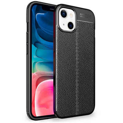 Nalia Smartphone-Hülle Apple iPhone 13 Mini, Leder-Look Silikon Hülle / Anti-Fingerabdruck / Kratzfest / Stoßfest / Rutschfest / Leder-Optik aus Silikon Schutzhülle / Soft Case / Phone Cover / Handy-Tasche Bumper Etui Handycase Backcover Handy-Schale Handycover