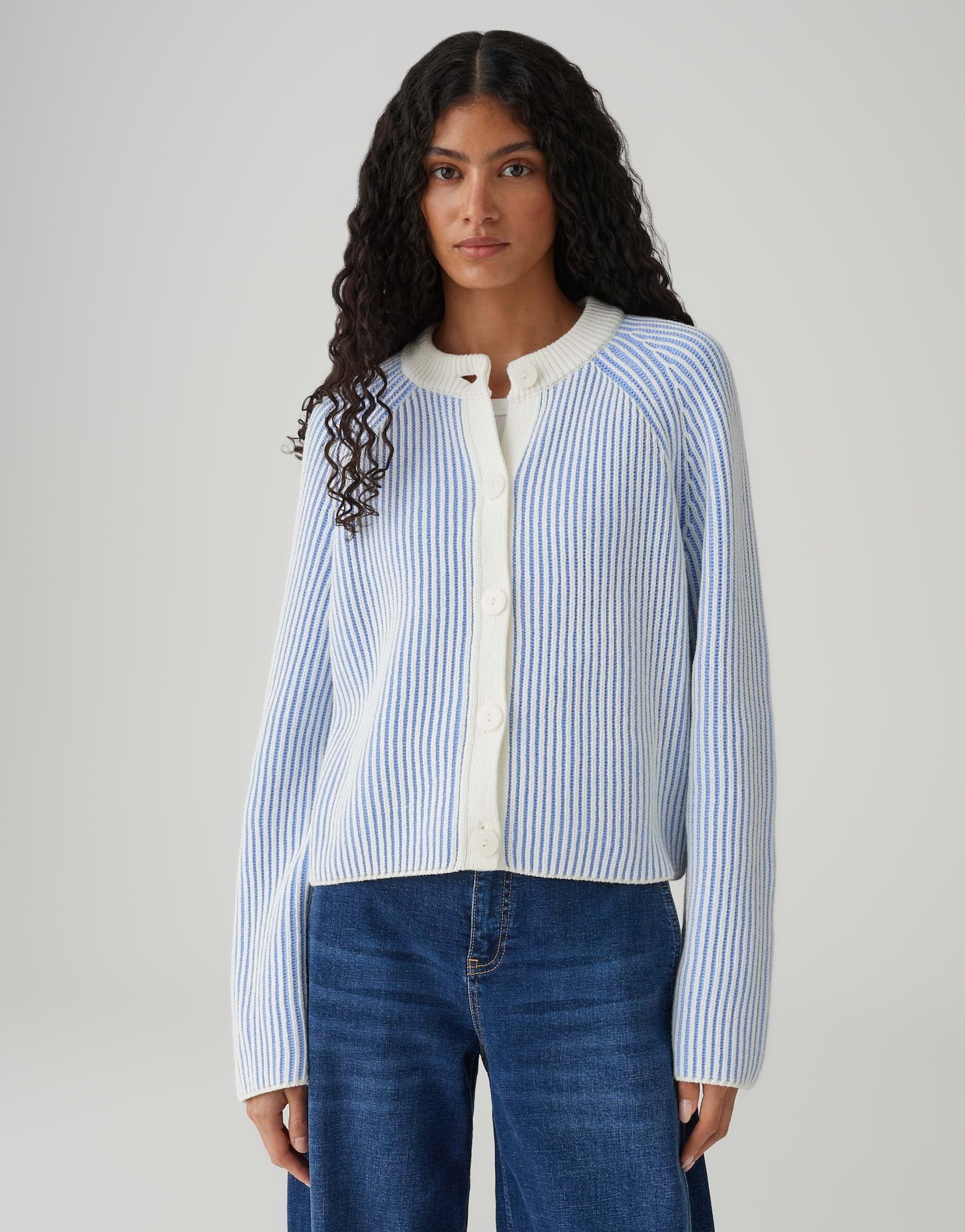 OPUS Strickjacke DELSIE im zweifarbigen Streifendesign Lockere Passform, ge günstig online kaufen