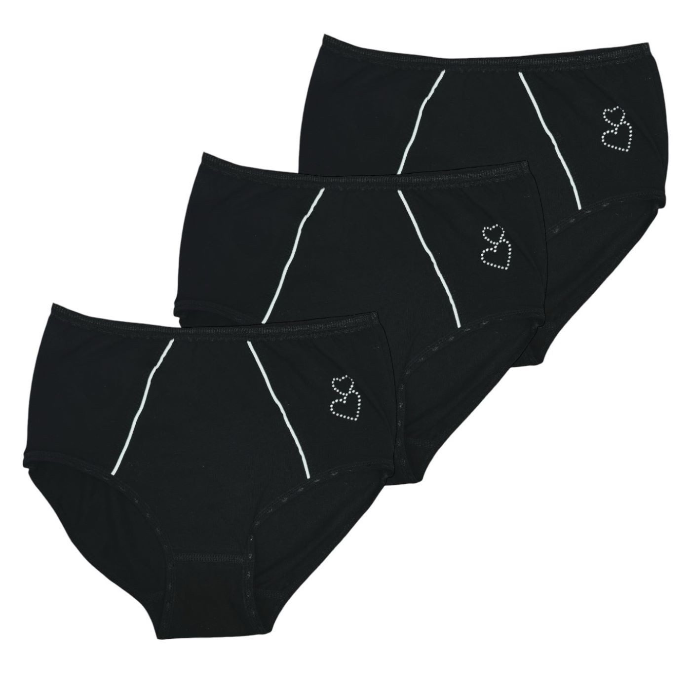 Toker Collection® Hüftslip Hipster "Sabrina" mit Glitzerapplikation 3 Stück (Packung, 3er Pack) Kontrastnähte im Vorderteil