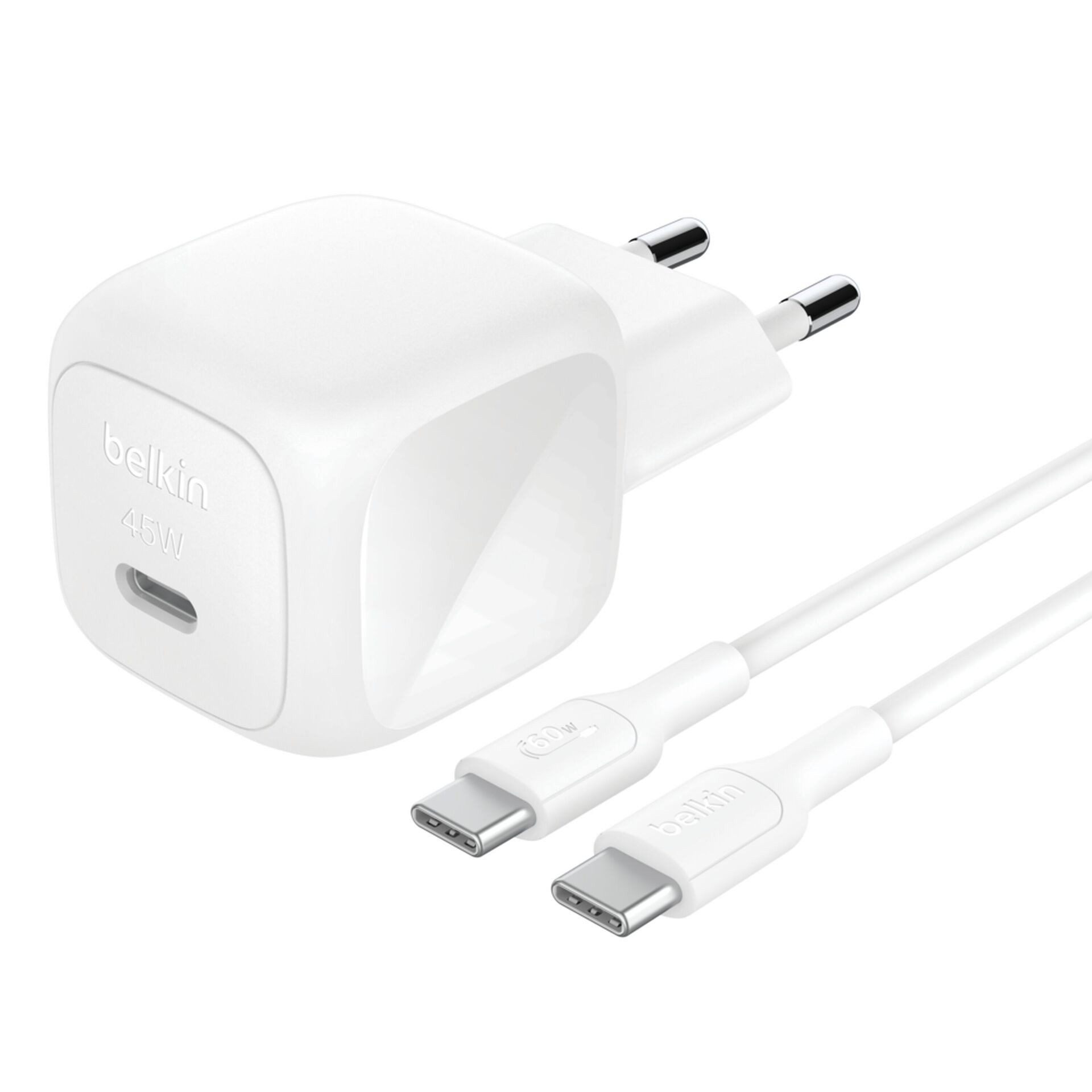 Belkin BoostCharge kompakter 45 W Charger mit USB-C-/USB-C-Kabel USB-Ladegerät