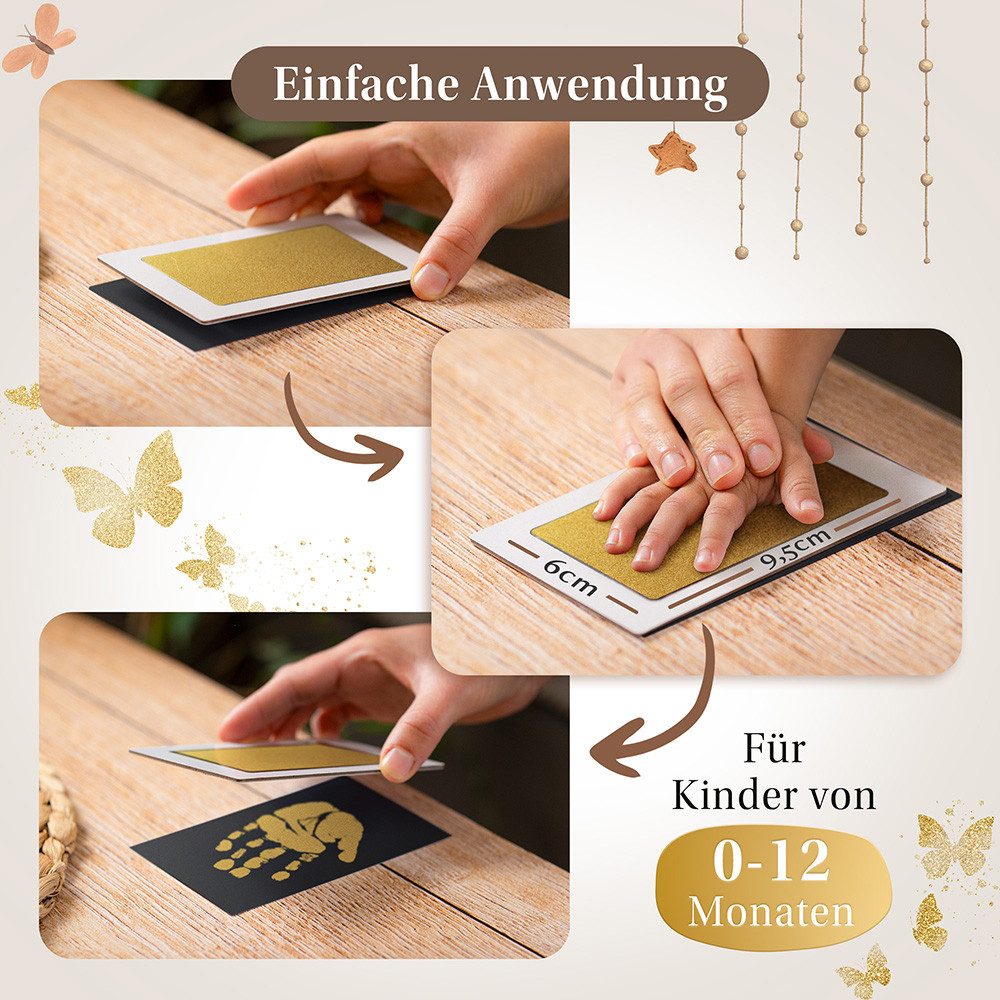 Eulentaler Handabdruck-Set I Baby Abdruckset (Sparset) I ganz ohne Hautkontakt, 3er Set für 6 Abdrücke, (1 Set gratis), Für Hand und Fußabdrücke