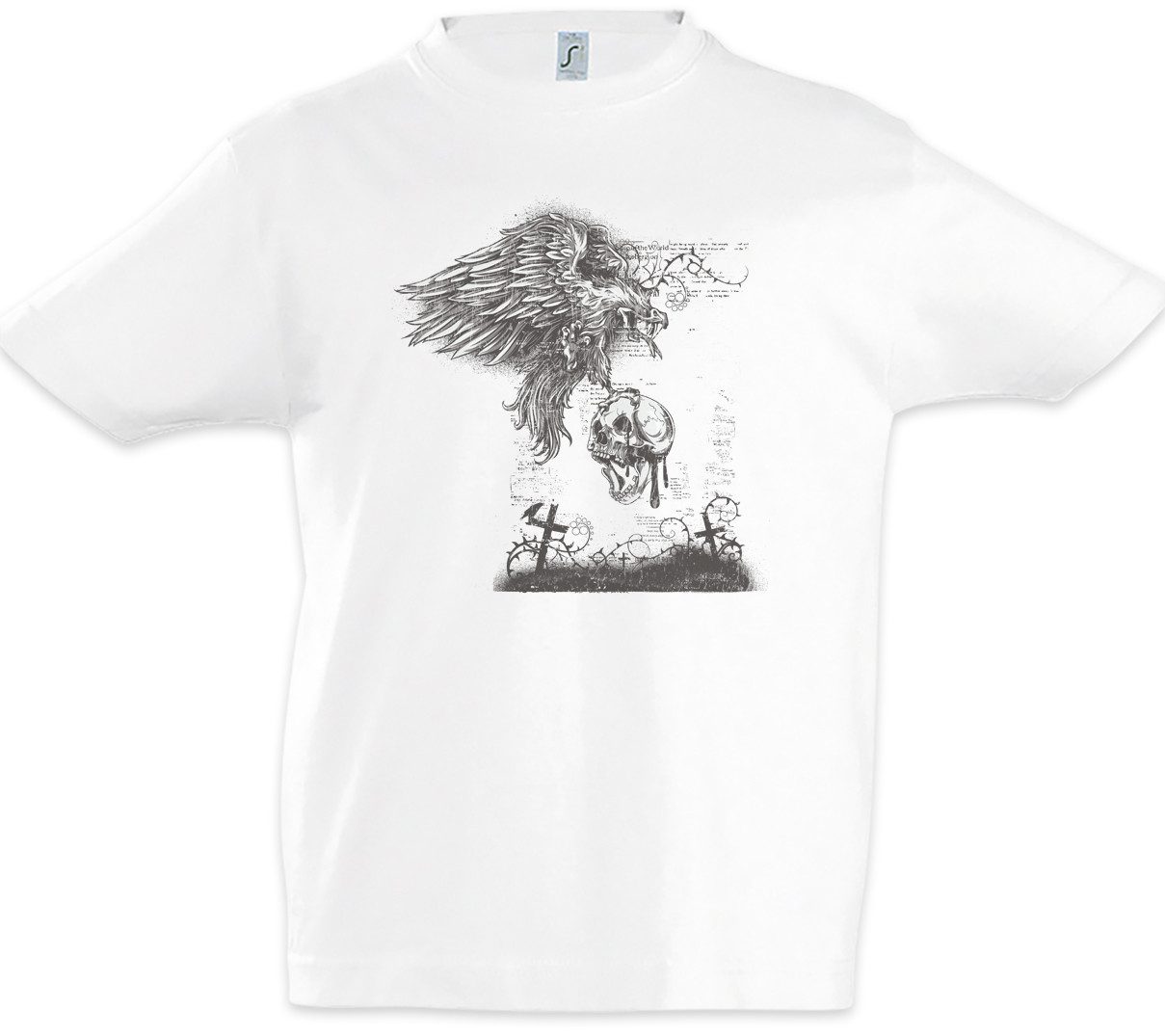 Print-Shirt Cemetery Vulture Skull Kinder T-Shirt Skull Skulls Schädel Totenkopf