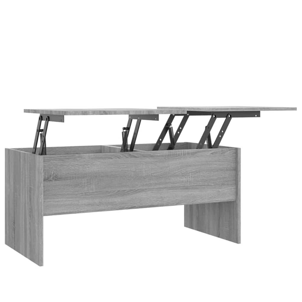 furnicato Couchtisch Moderner 102 x 50,5 x 46,5 cm in Grau Sonoma aus (1-St), Wohnzimmertisch mit Ablagefächern und höhenverstellbarer Tischplatte