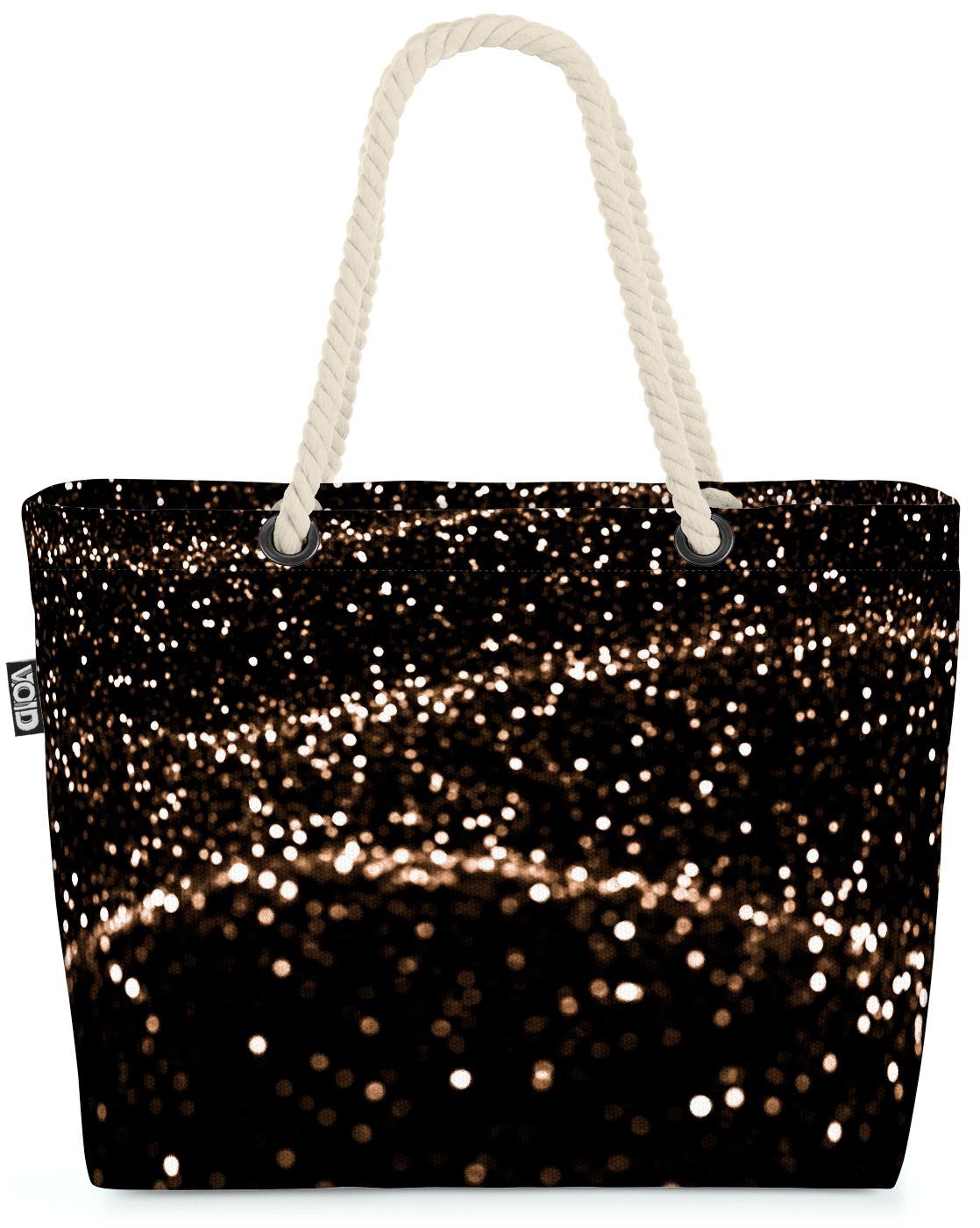 VOID Beach Schwarz Punkte Nacht Glitzer Strandtasche Lichter Nachtlichter Deko Sterne (1-tlg), elegant Bag