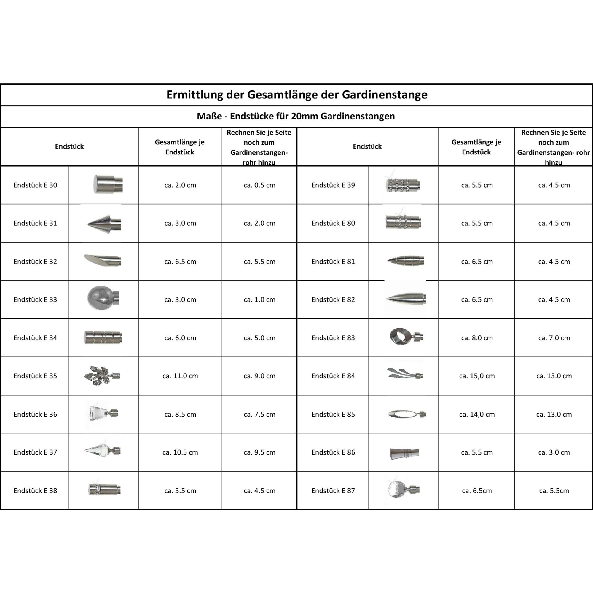 BASIT Gardinenstangen-Endstück Endstück E38 Zylinder mit Kristall, Durchmesser 20 mm Gardinenstangenrohr