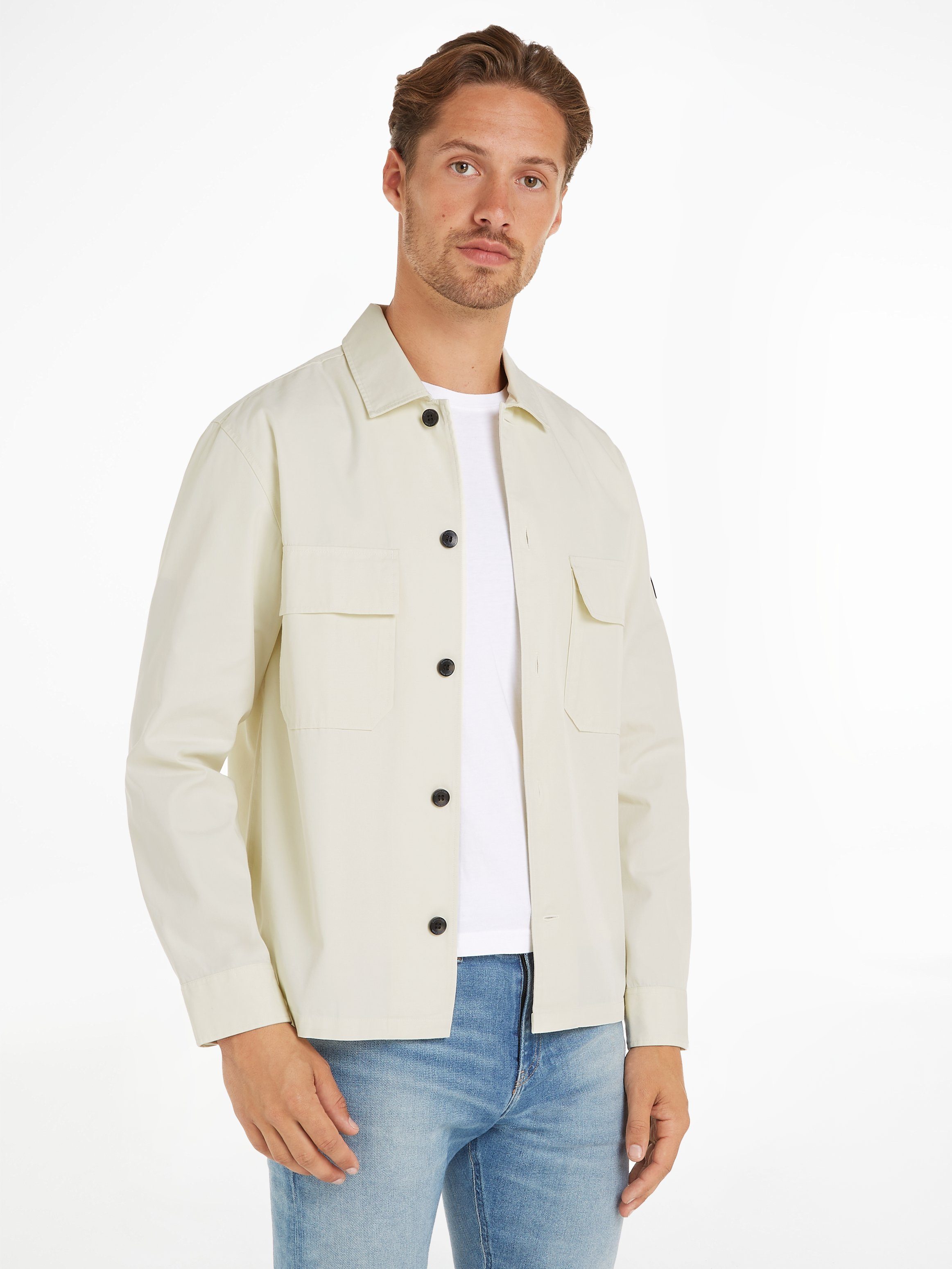 Calvin Klein Langarmhemd COTTON NYLON OVERSHIRT mit aufgesetzten Brusttaschen